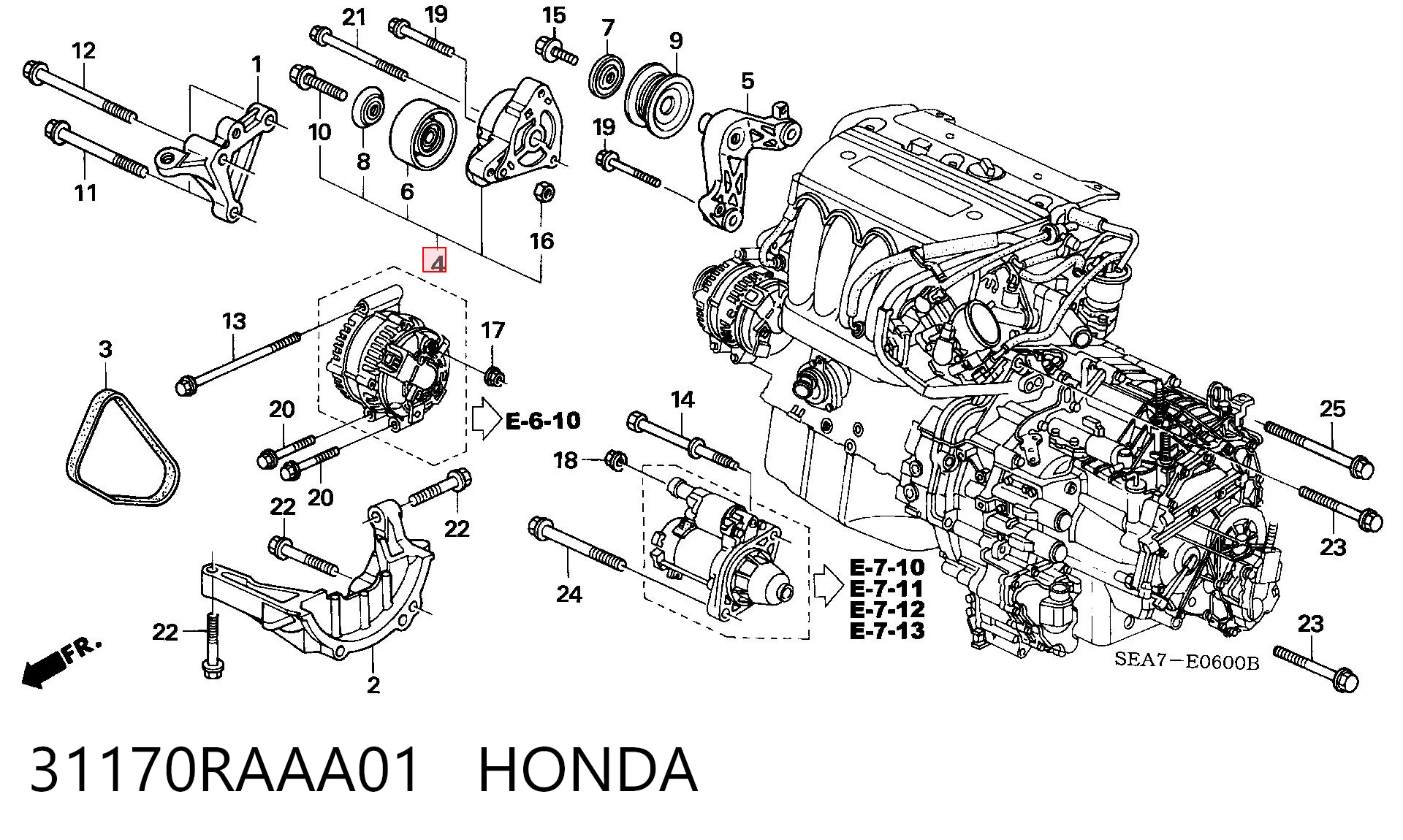 31170RAAA01 Honda Tensor de correa de alternador