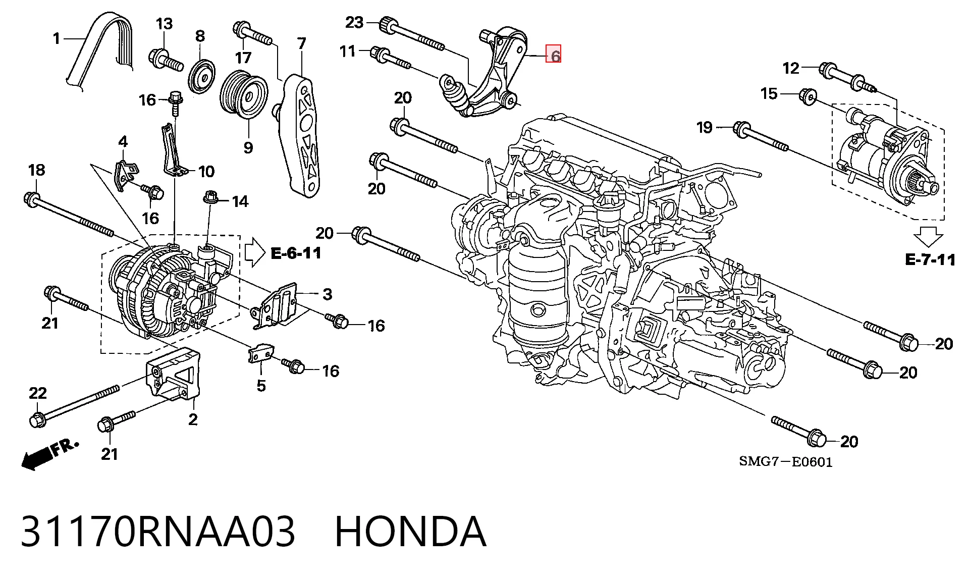 31170RNAA03 Honda Tensor de correa de alternador