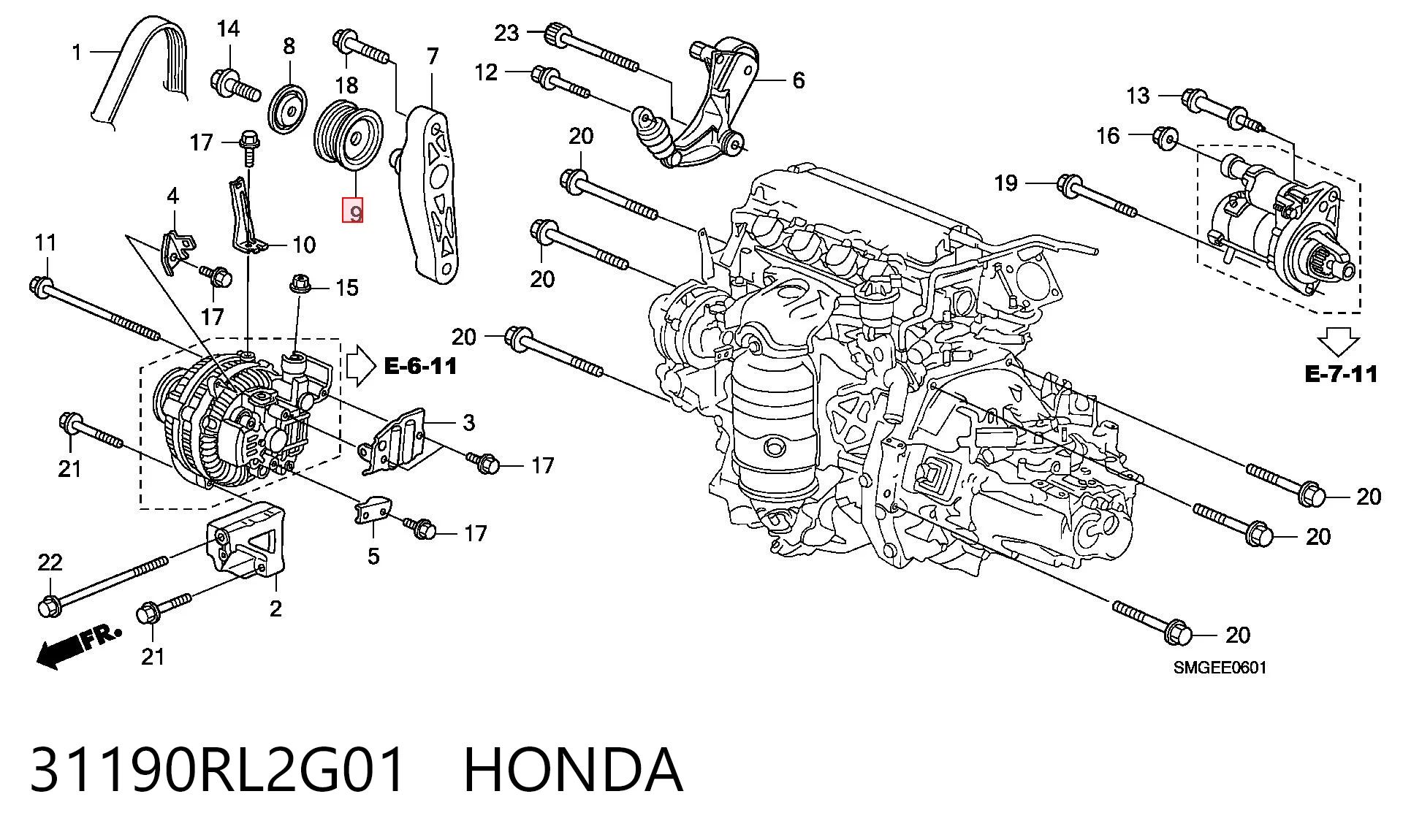 31190RL2G01 Honda Polea tensora