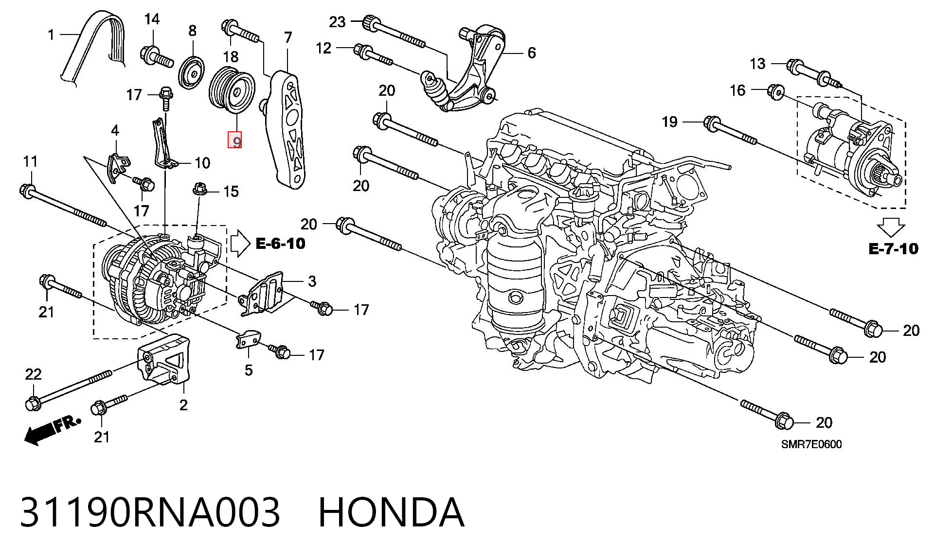 31190RNA003 Honda Polea tensora