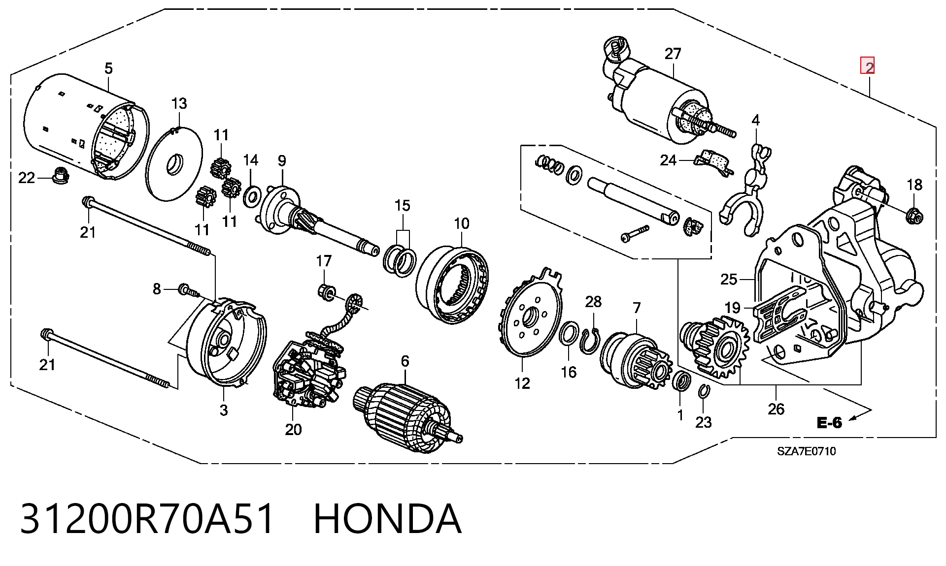 31200R70A51 Honda Arranque motores