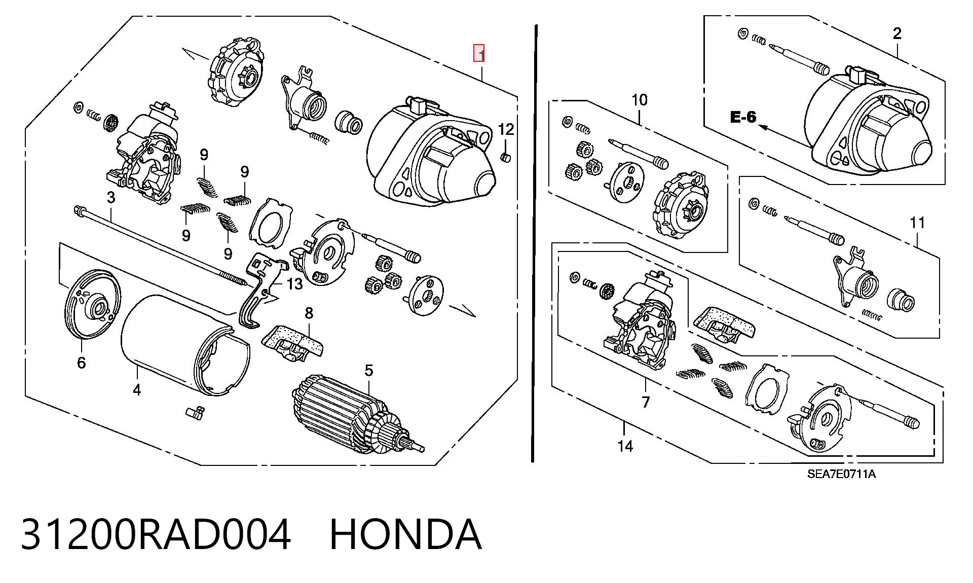 31200RAD004 Honda Arranque motores