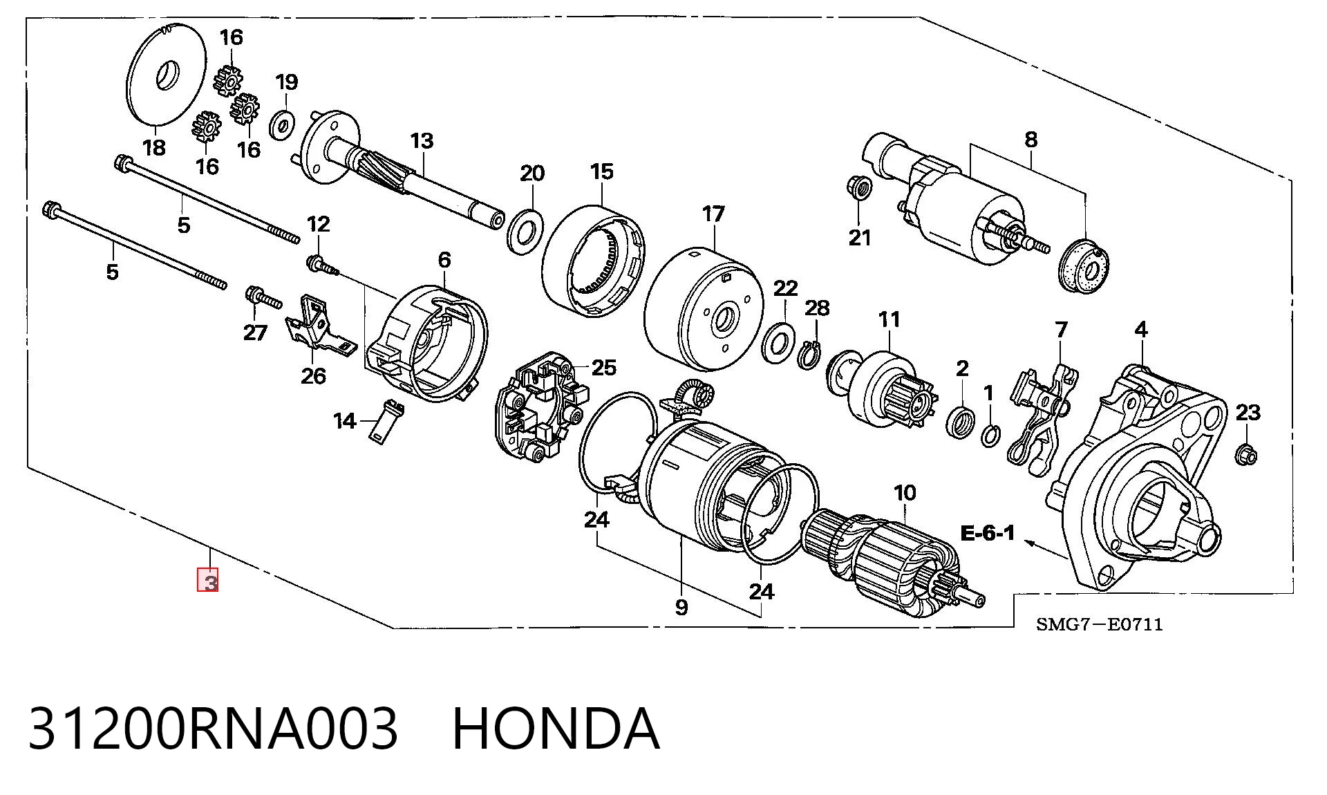 31200RNA003 Honda Arranque motores