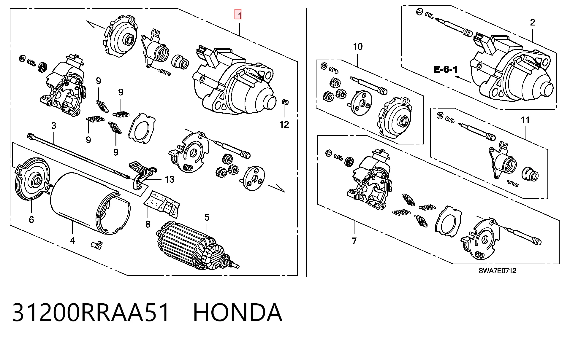 31200RRAA51 Honda Arranque motores