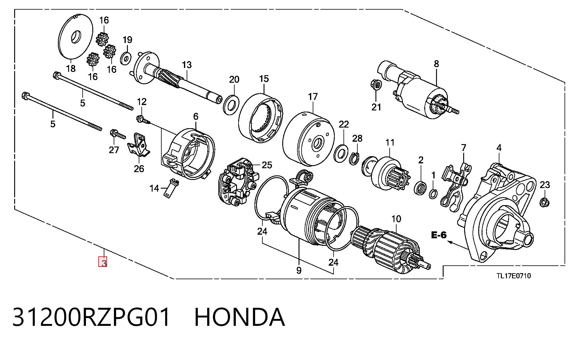 31200RZPG01 Honda Arranque motores