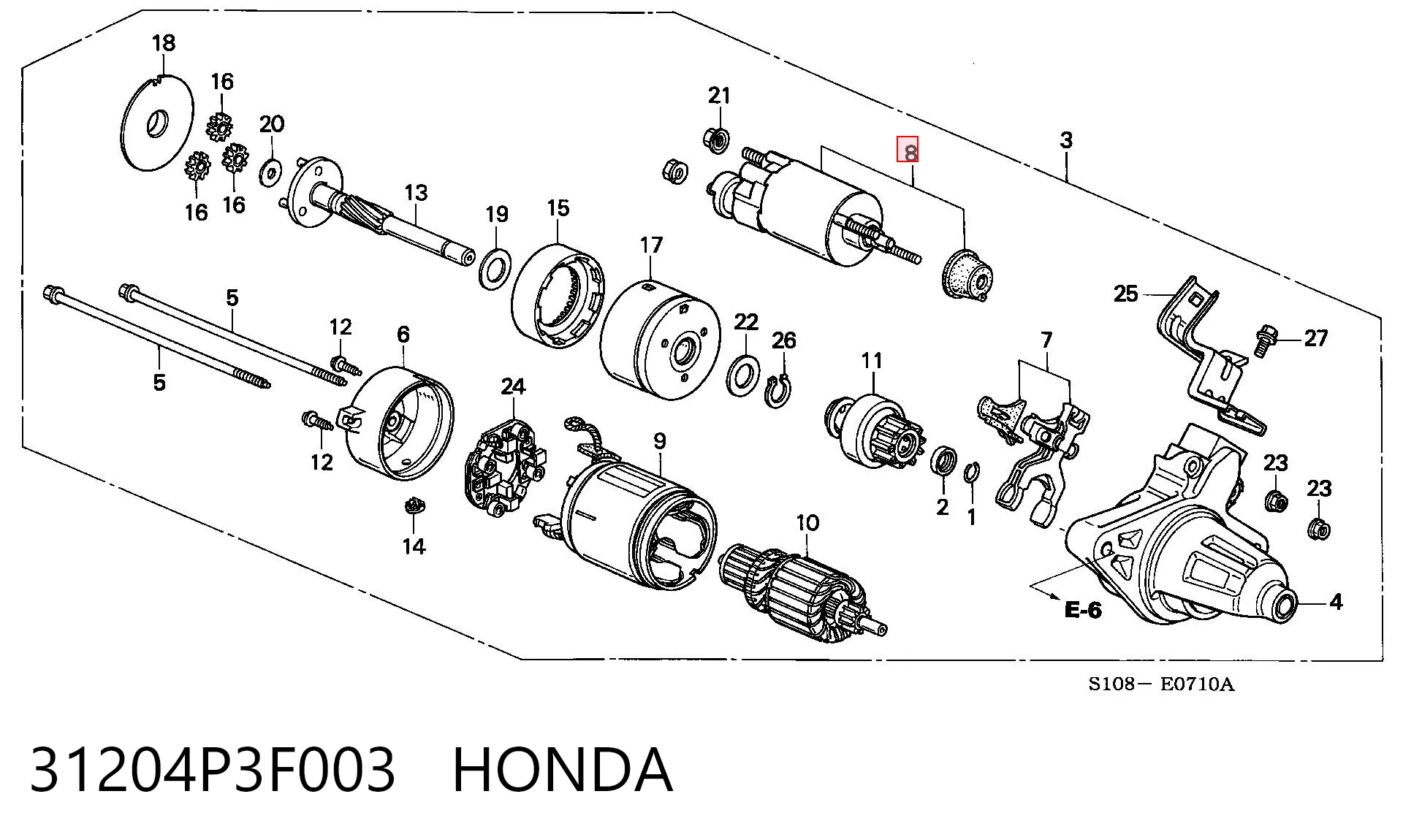 31204P3F003 Honda Solenoide arranque