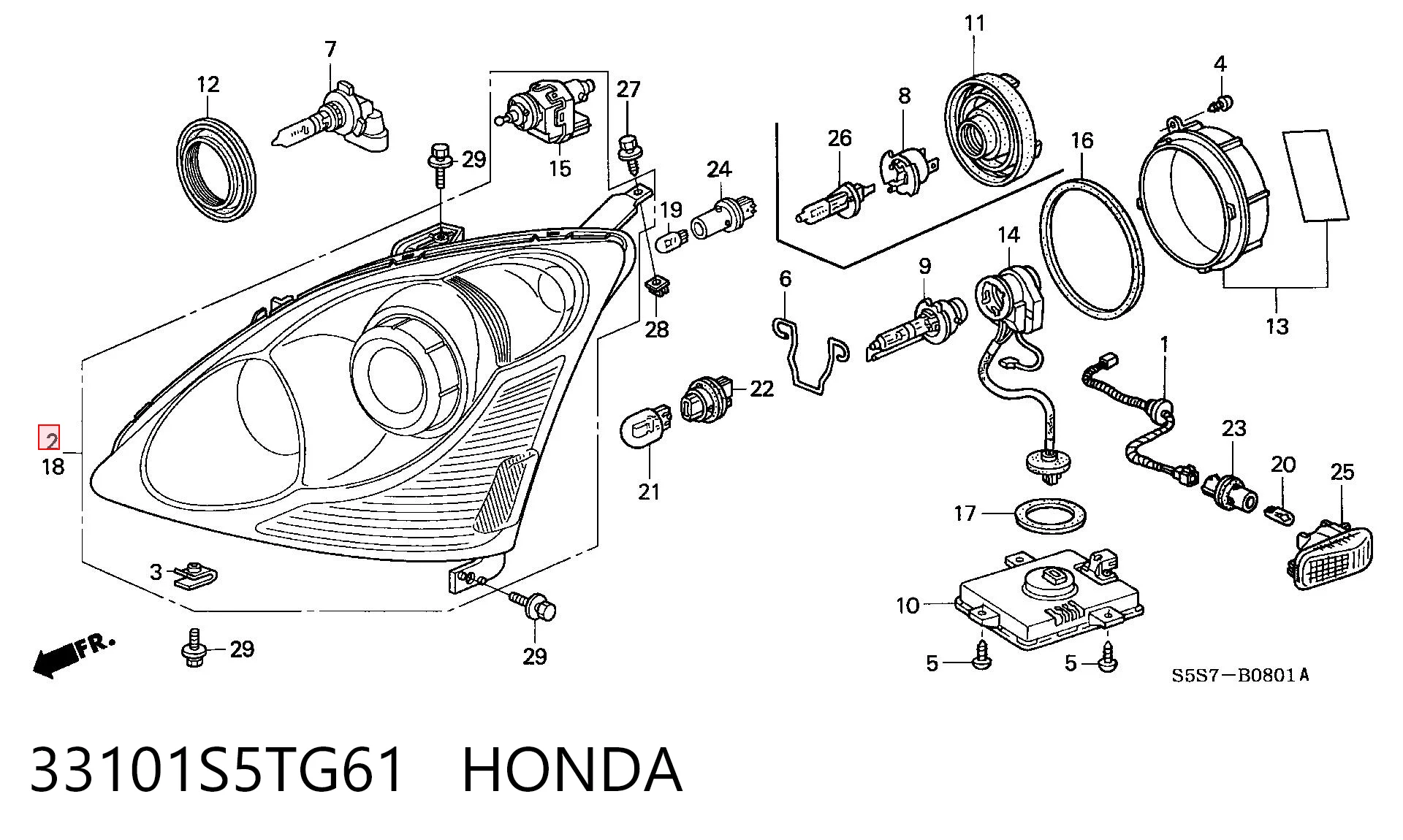  Faro derecho Honda Civic 7