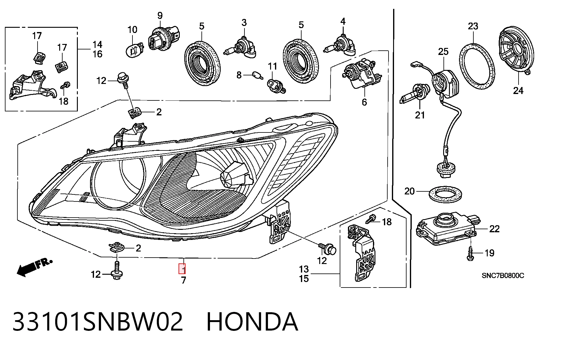  Faro derecho Honda Civic 8