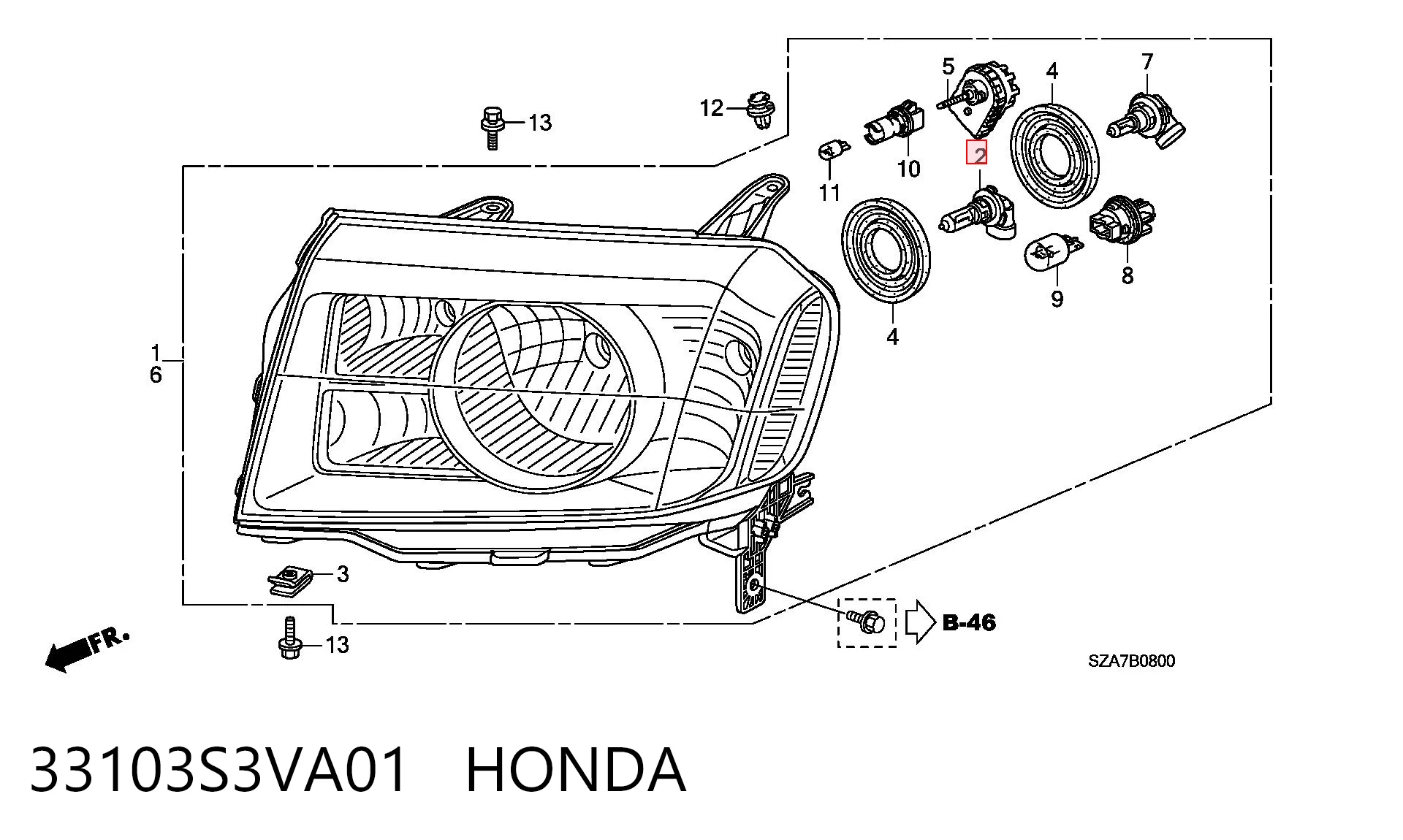 33103S3VA01 Honda Lámpara halógena