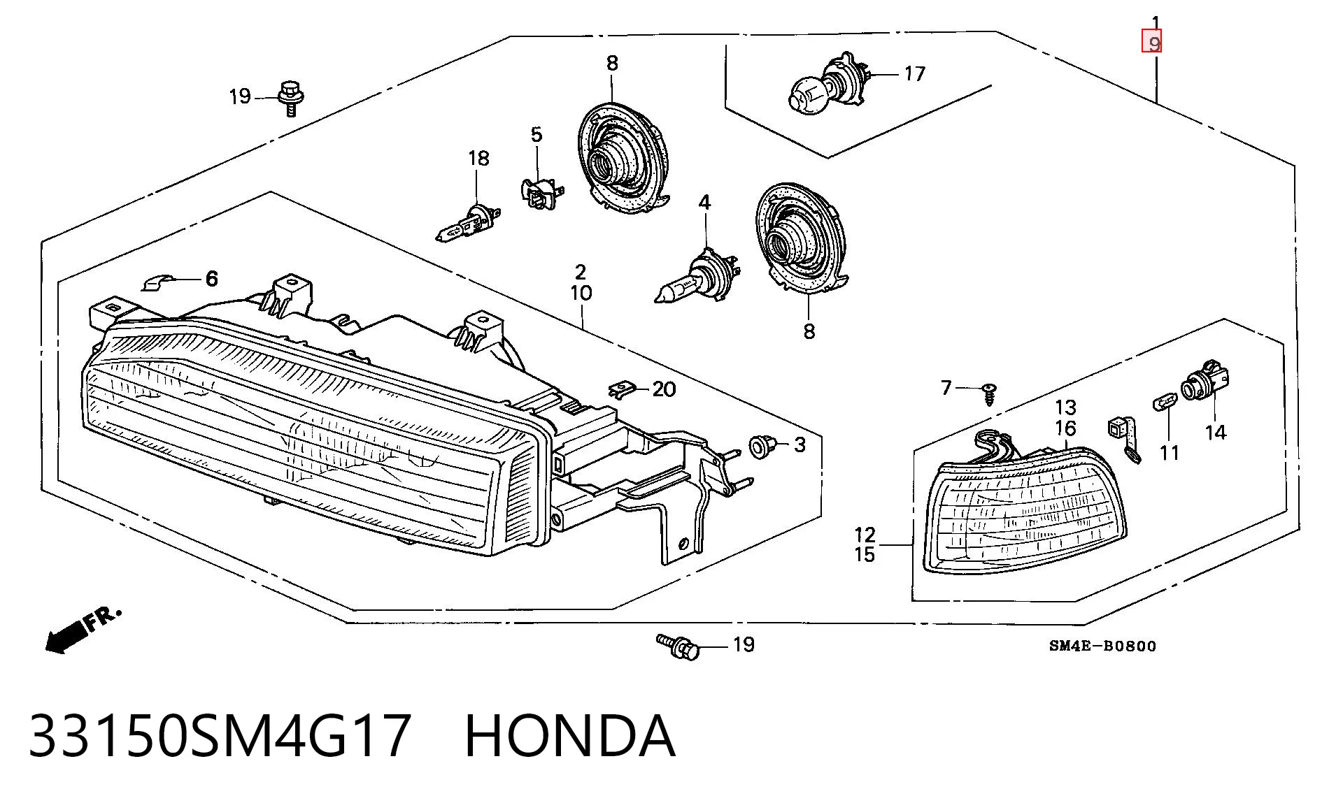 Faro Honda Accord IV sedán (CB3, CB7) (1990 - 1993) precio, desde 104,71 EUR