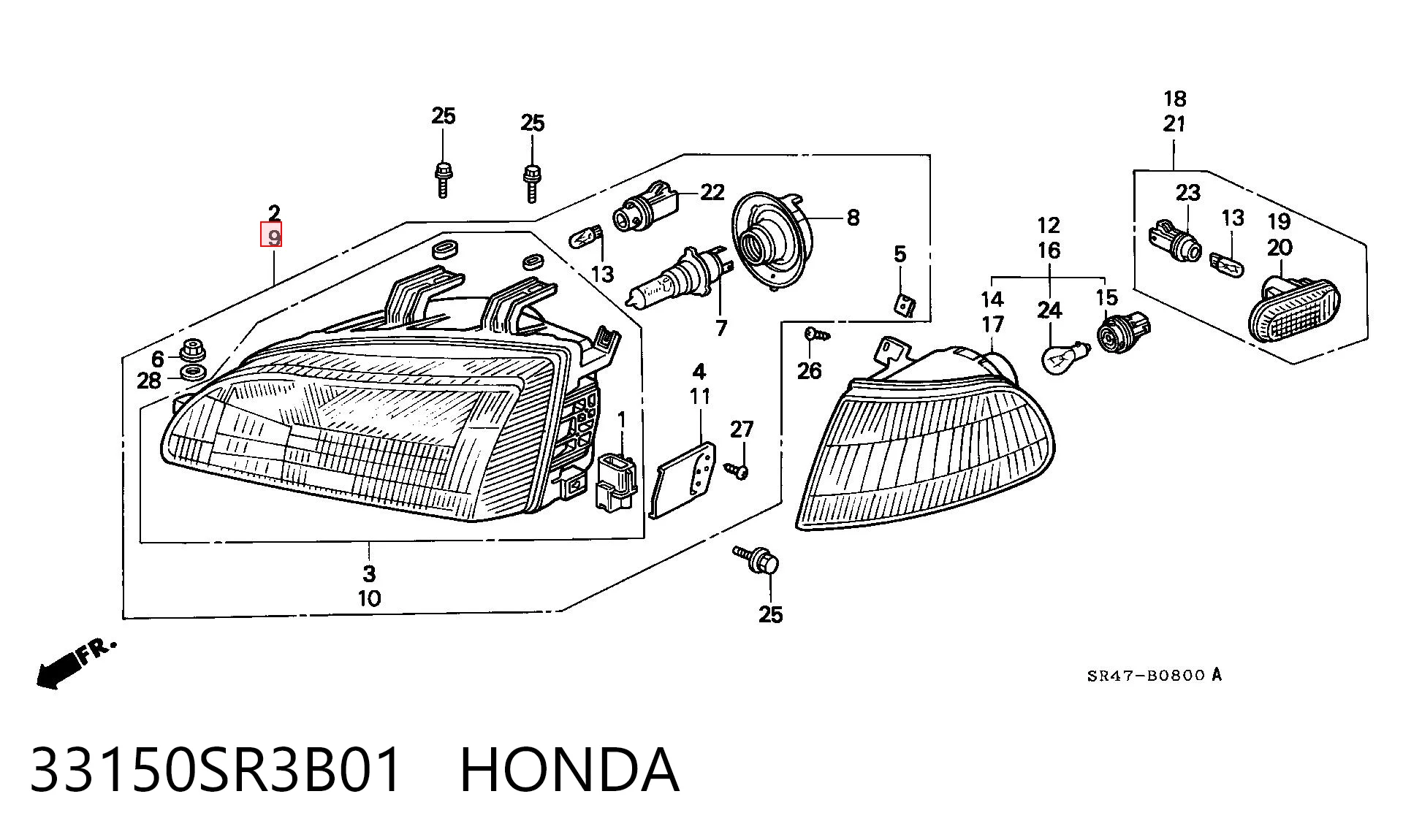 Faro Honda Civic V hatchback (EG) (1991 - 1995) precio, desde 61,62 EUR