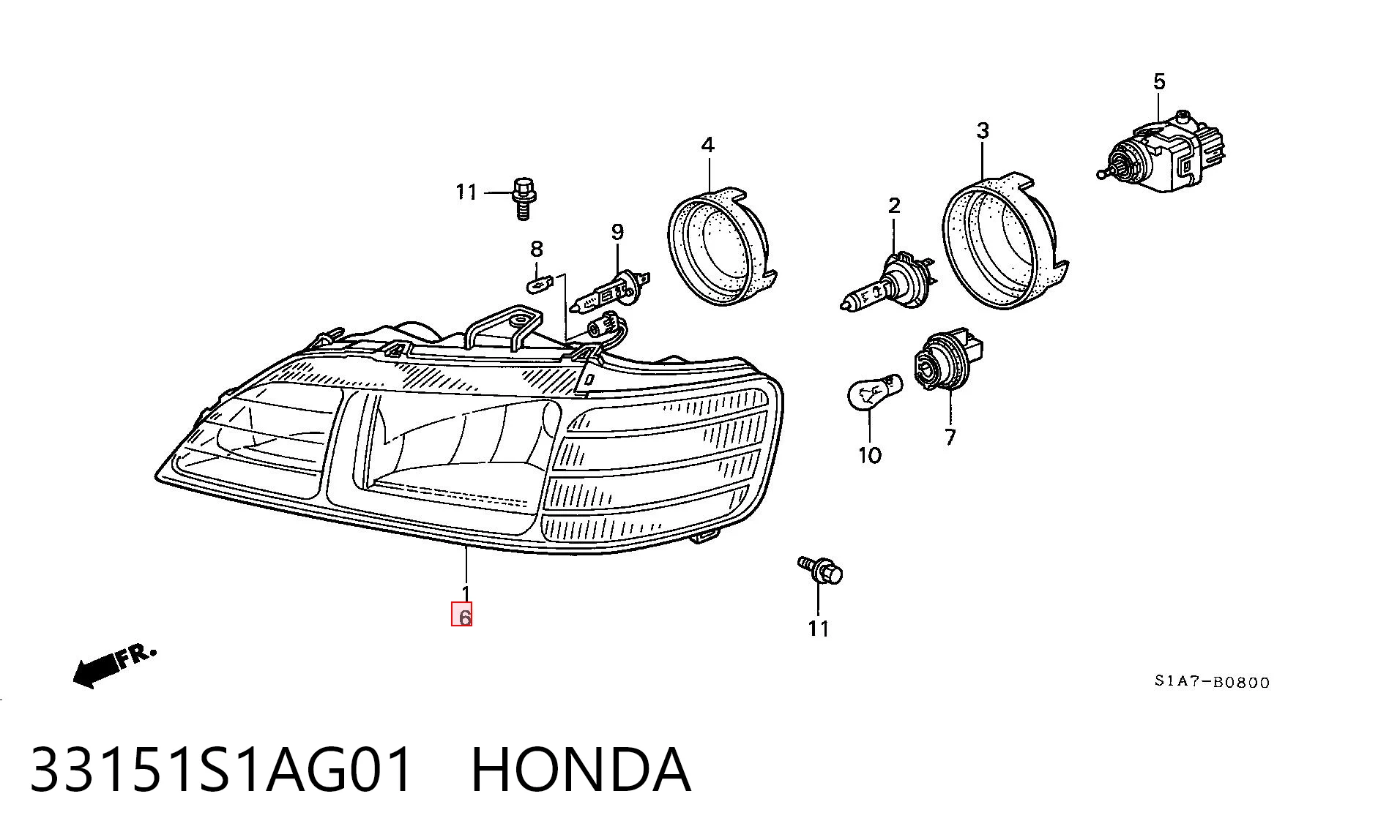 Optica delantera Honda Accord VI sedán comprar en España