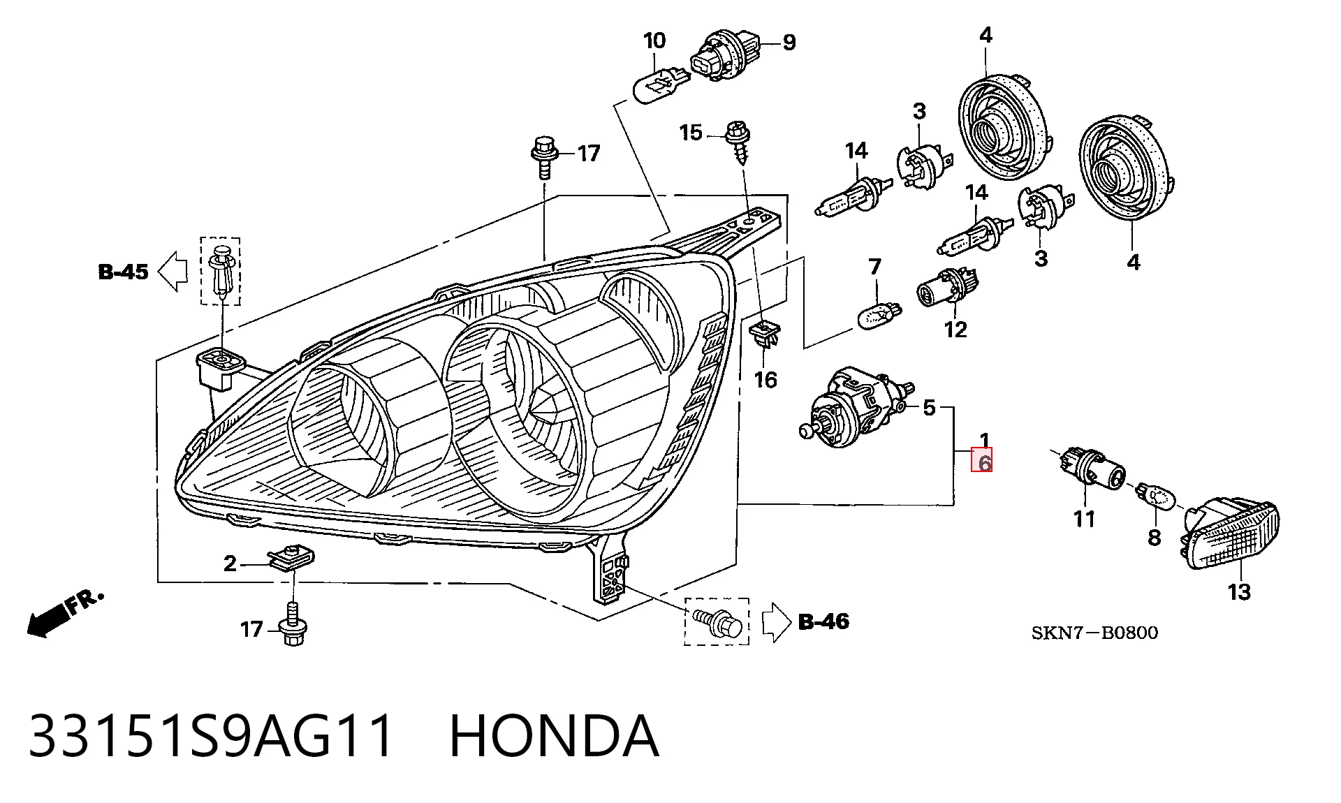 Luz frontal Honda CR-V  (RD)