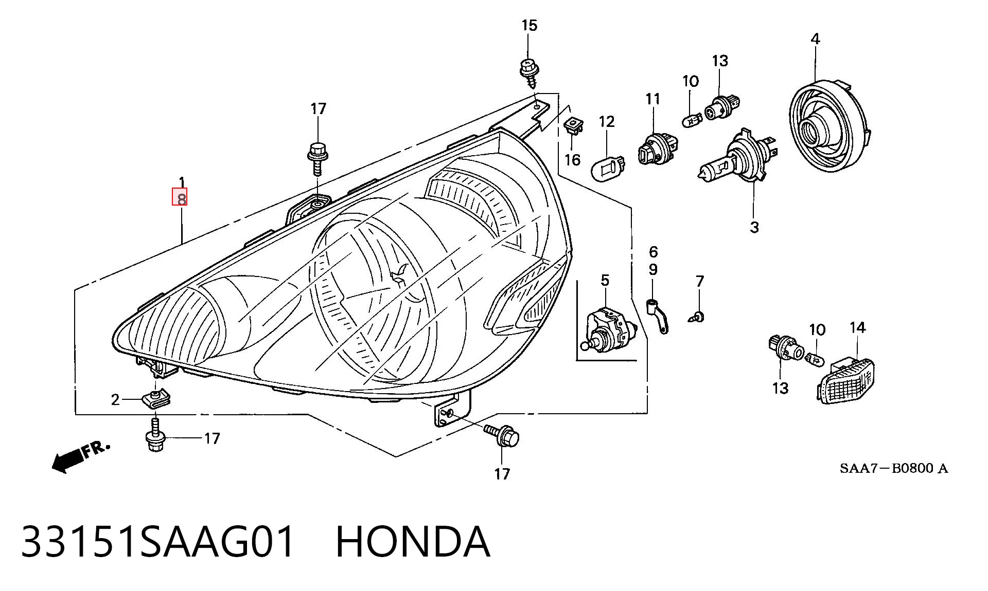 Faro izquierdo para Honda Jazz GD, GE