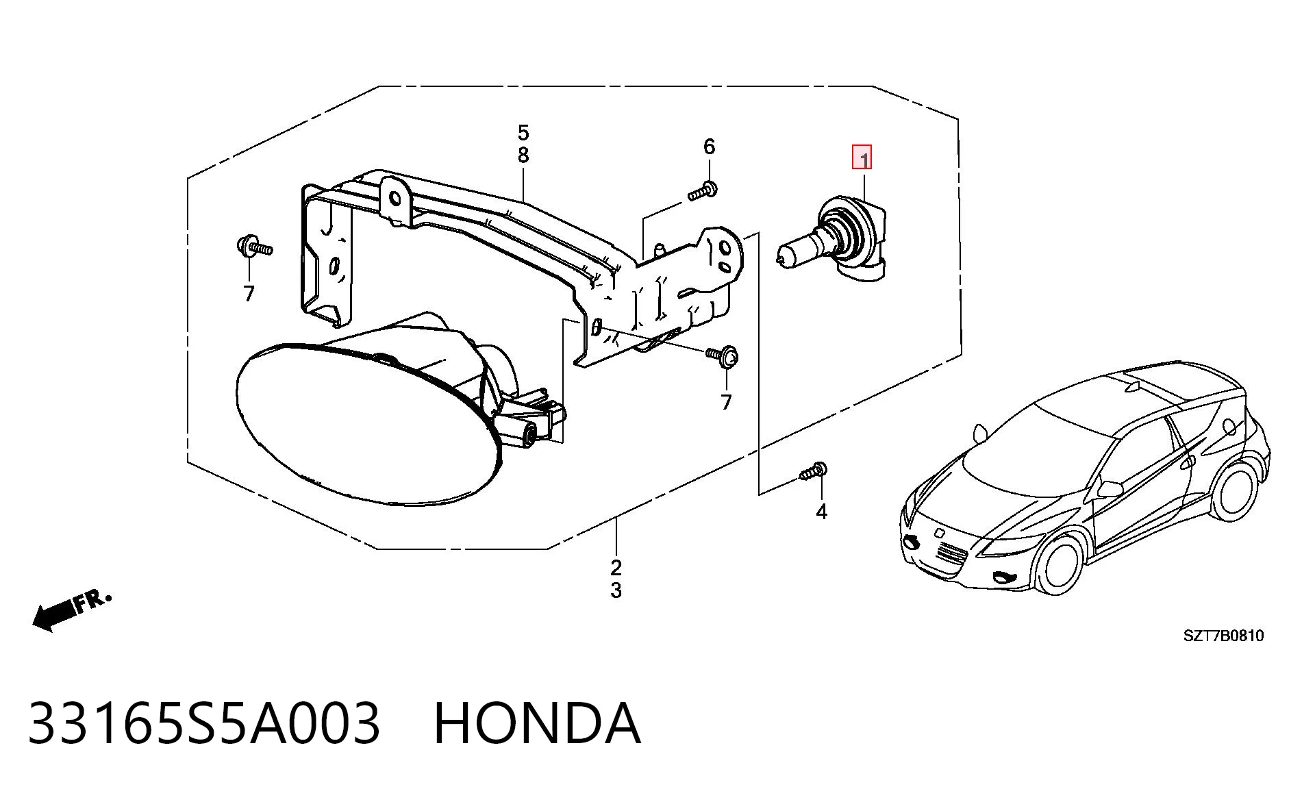 33165S5A003 Honda Bombilla de cruce