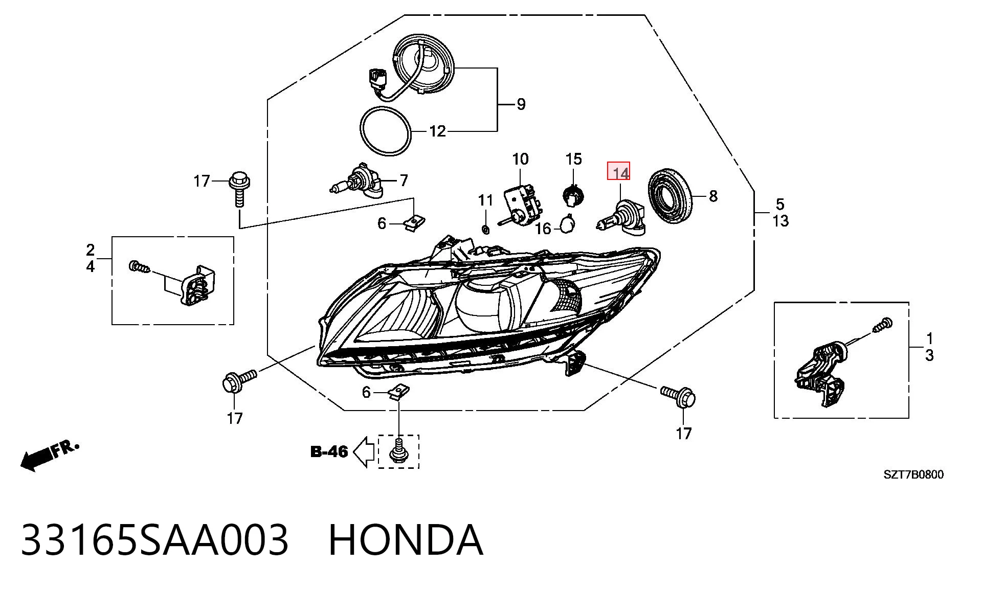 33165SAA003 Honda Bombilla de cruce