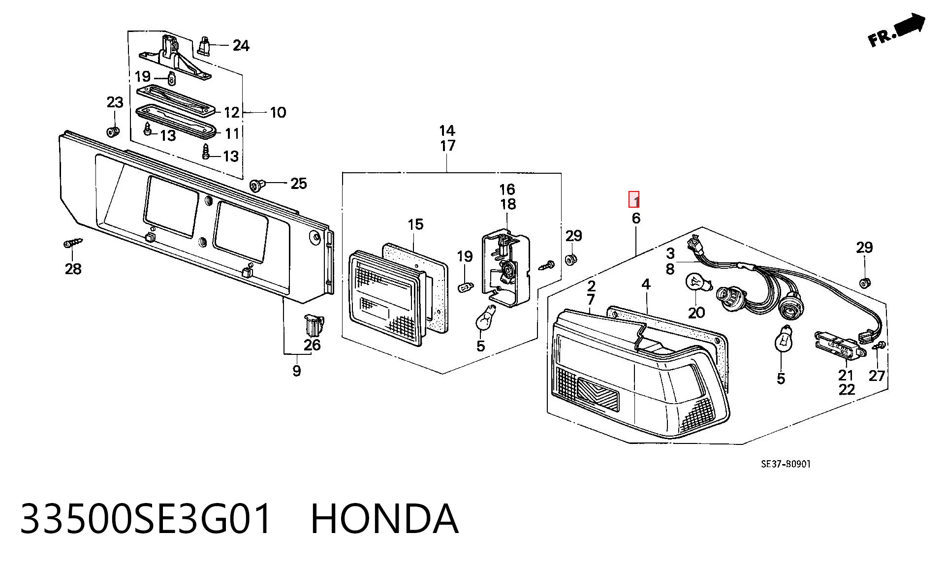 Comprar Piloto trasero derecho Honda Accord III CA4, CA5 a bajo precio