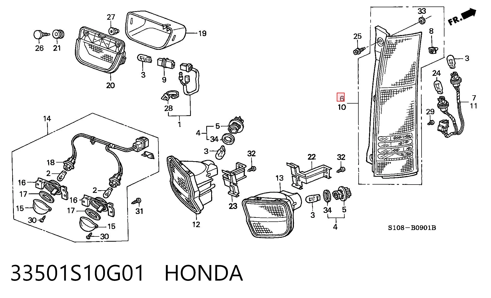 Piloto trasero derecho para Honda CR-V I RD
