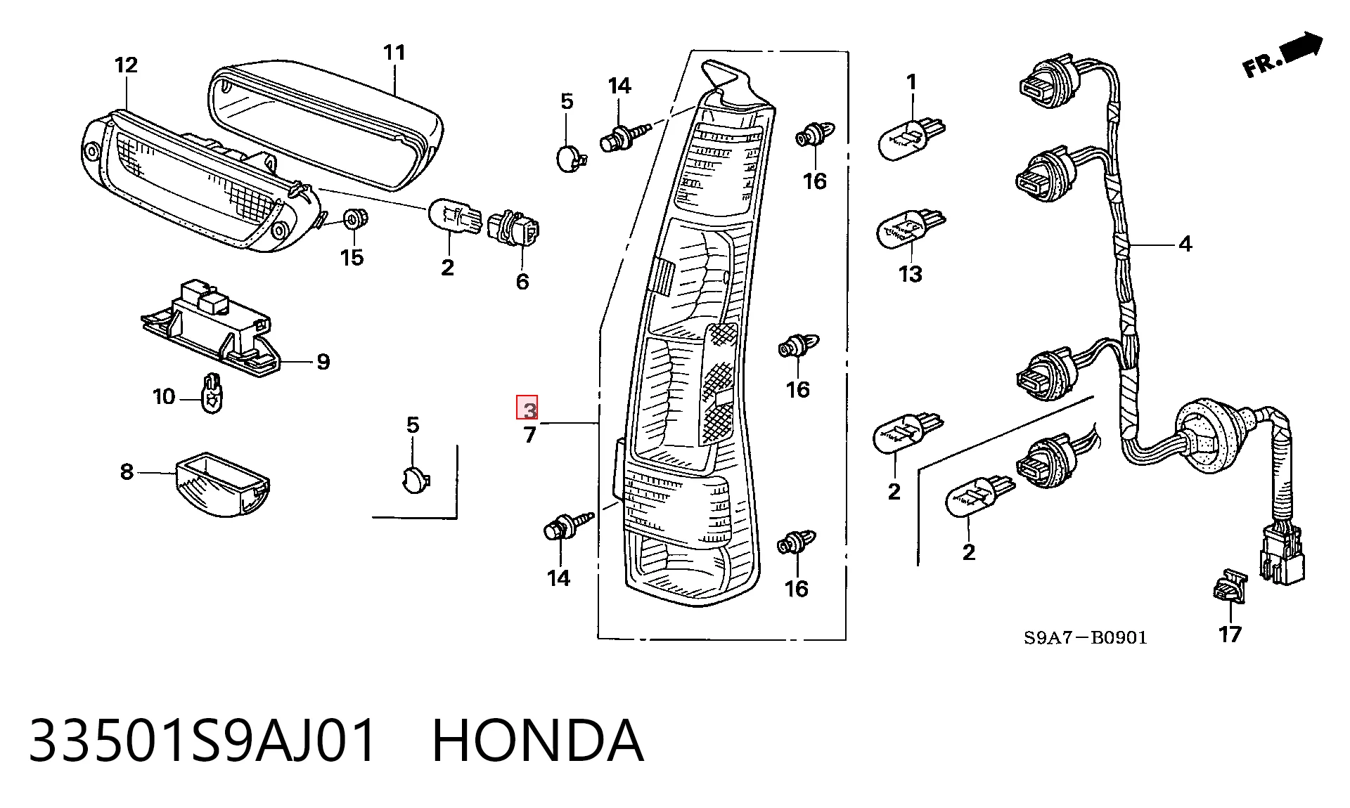  Piloto trasero derecho Honda CR-V 2