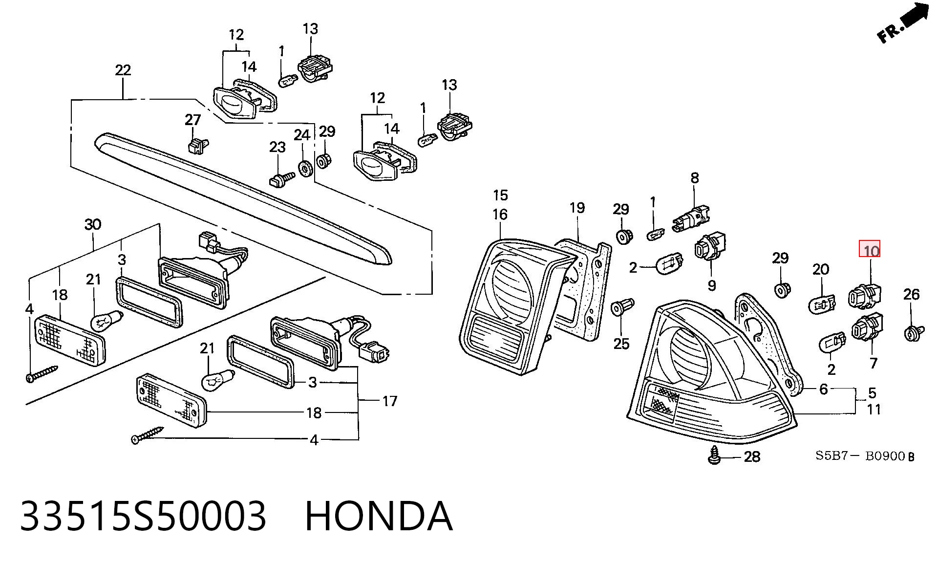 33515S50003 Honda Portalámparas de faro