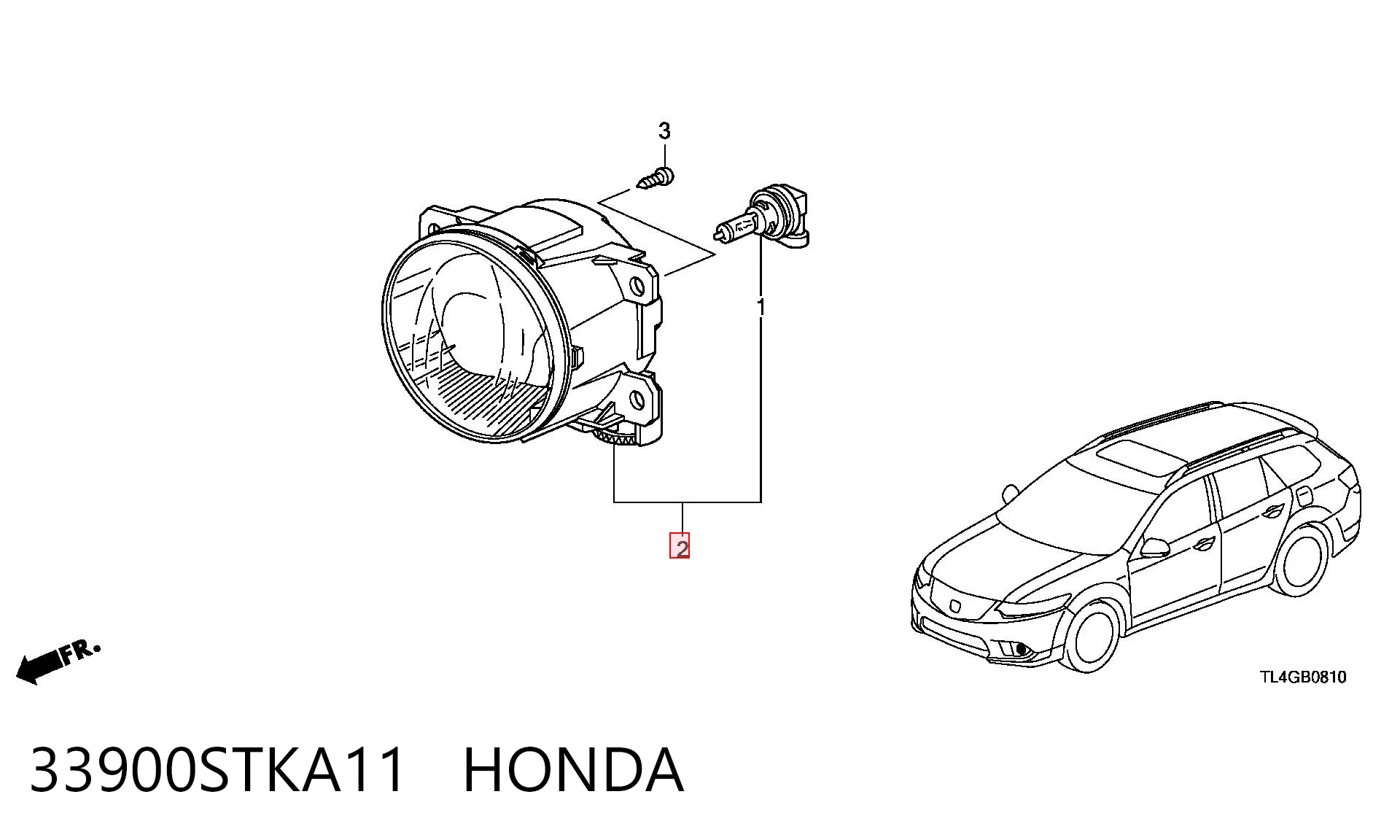 33900STKA11 Honda Faro antiniebla derecho