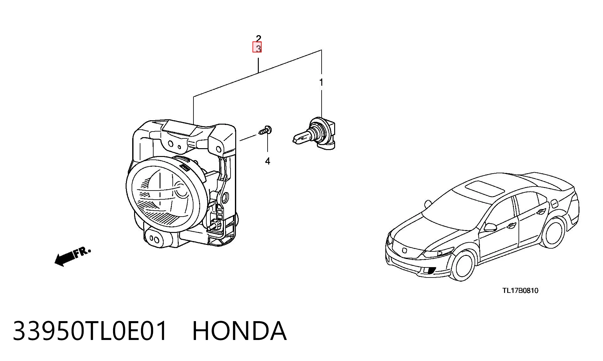 Faro antiniebla izquierdo 33950TL0E01 HONDA