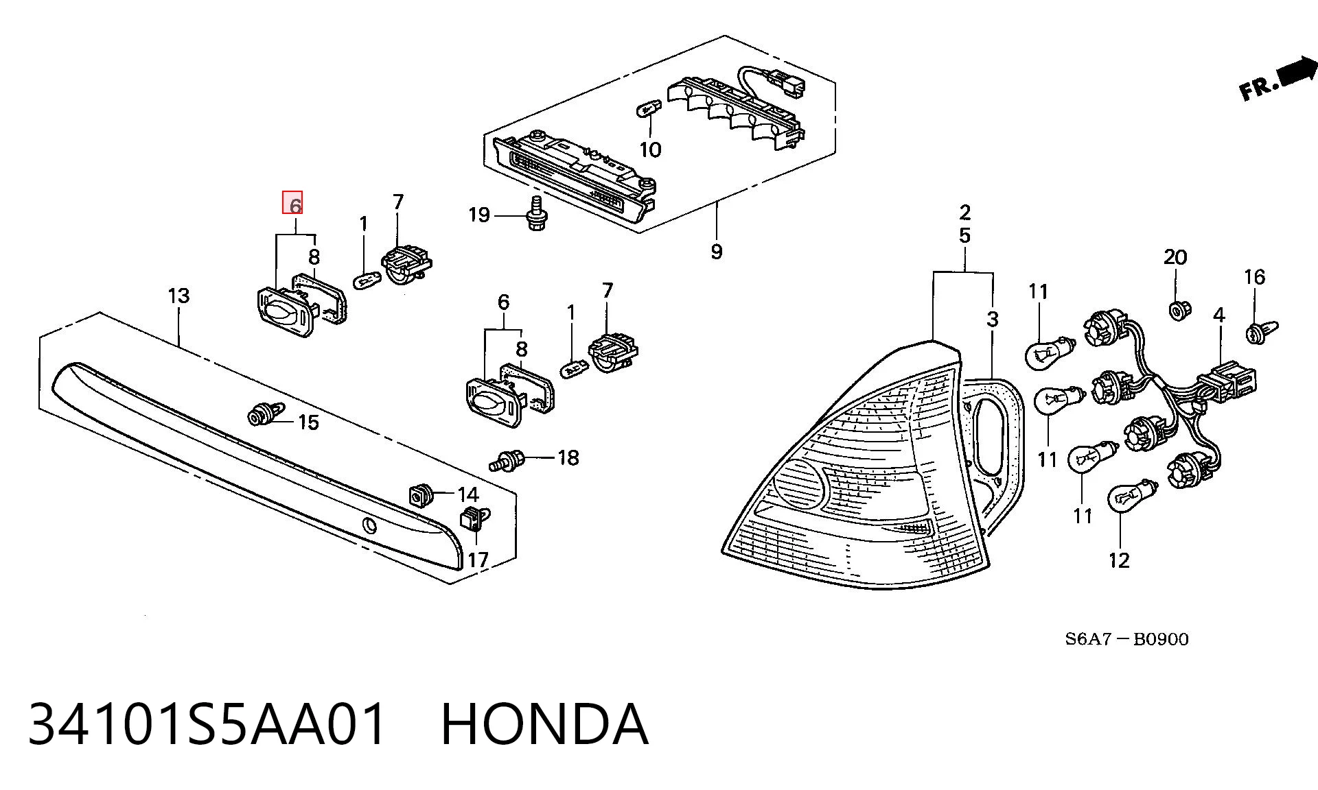 Luz matricula para Honda Civic ES, ET