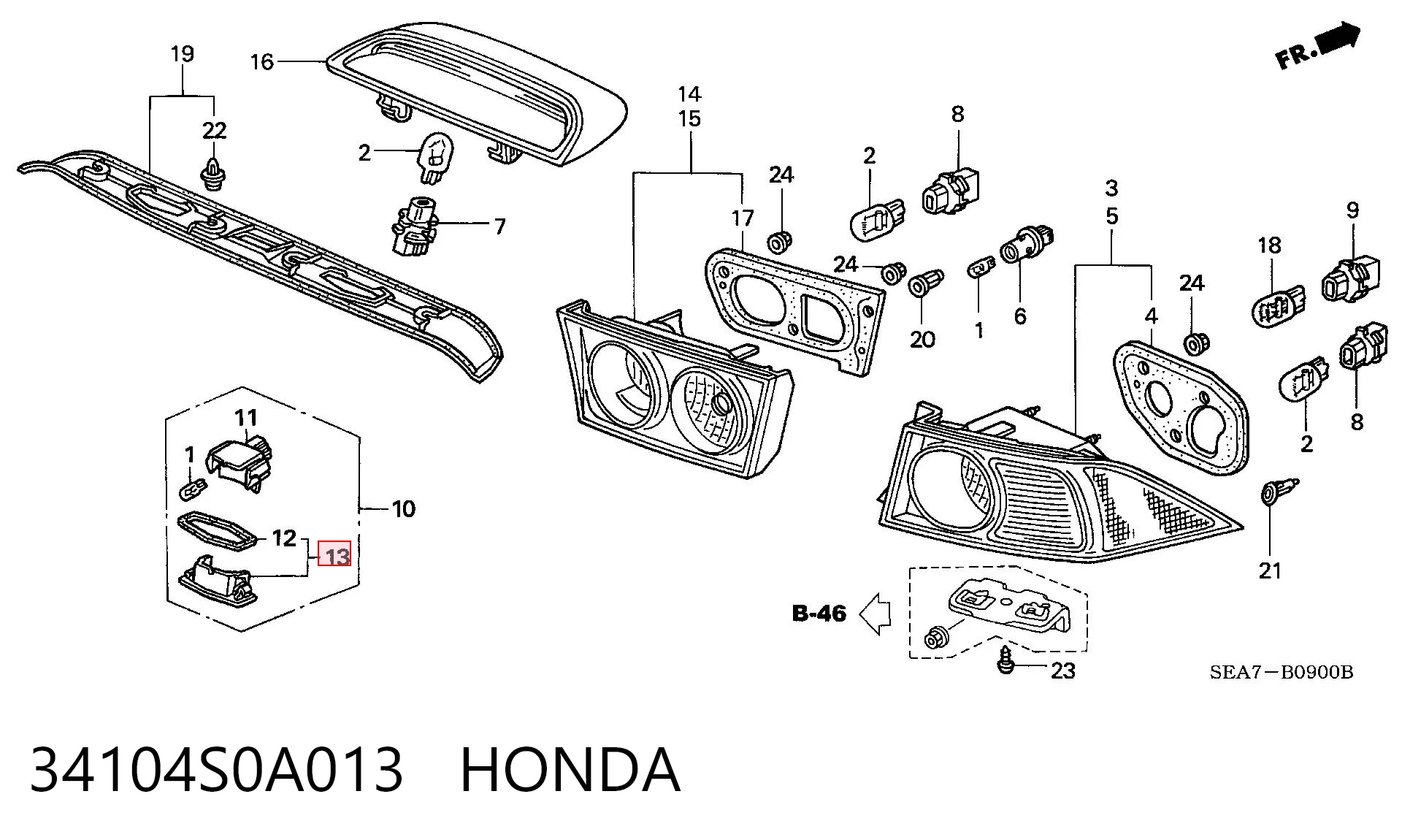 34104S0A013 Honda Luz de matricula