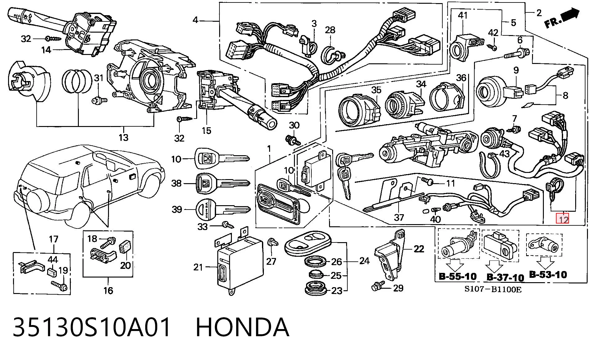 35130S10A01 Honda Conmutador de encendido