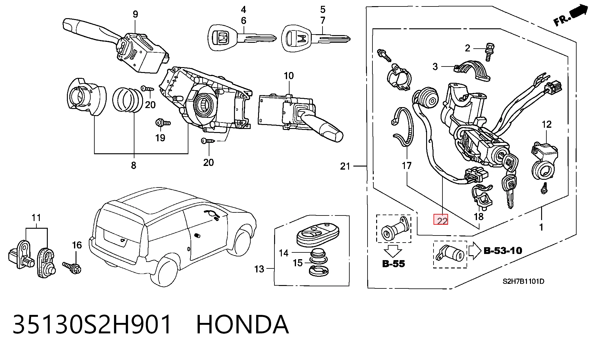 Comprar Conjunto de contactos del interruptor de encendido Honda HR-V GH a bajo precio