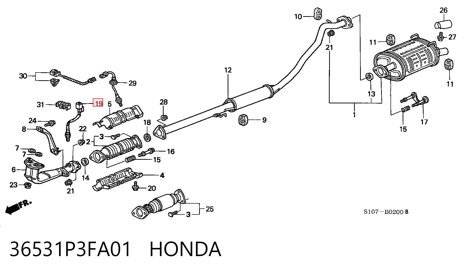 36531P3FA01 Honda Sonda lambda (NOx, O2)