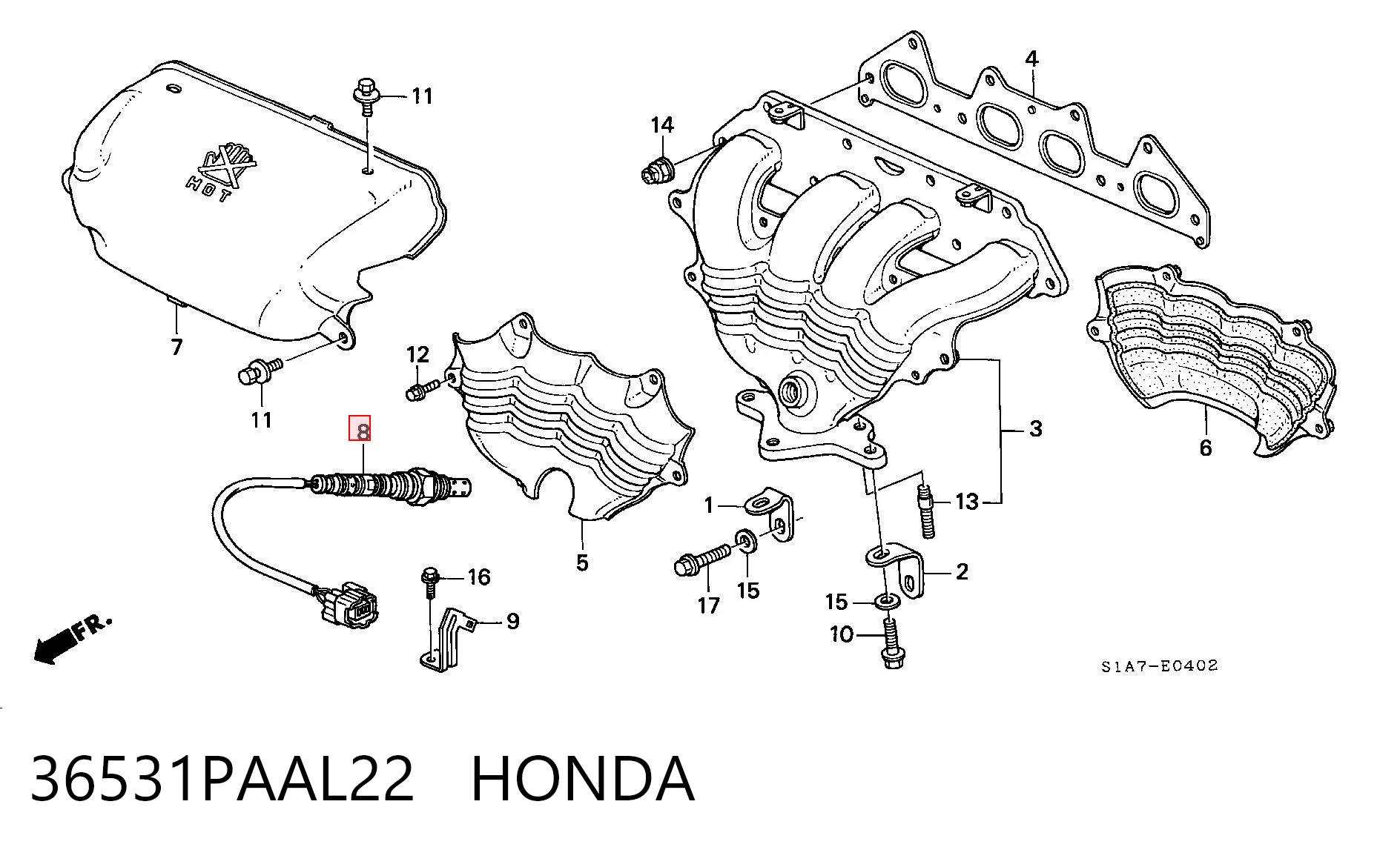 36531PAAL22 Honda Sonda lambda (NOx, O2)