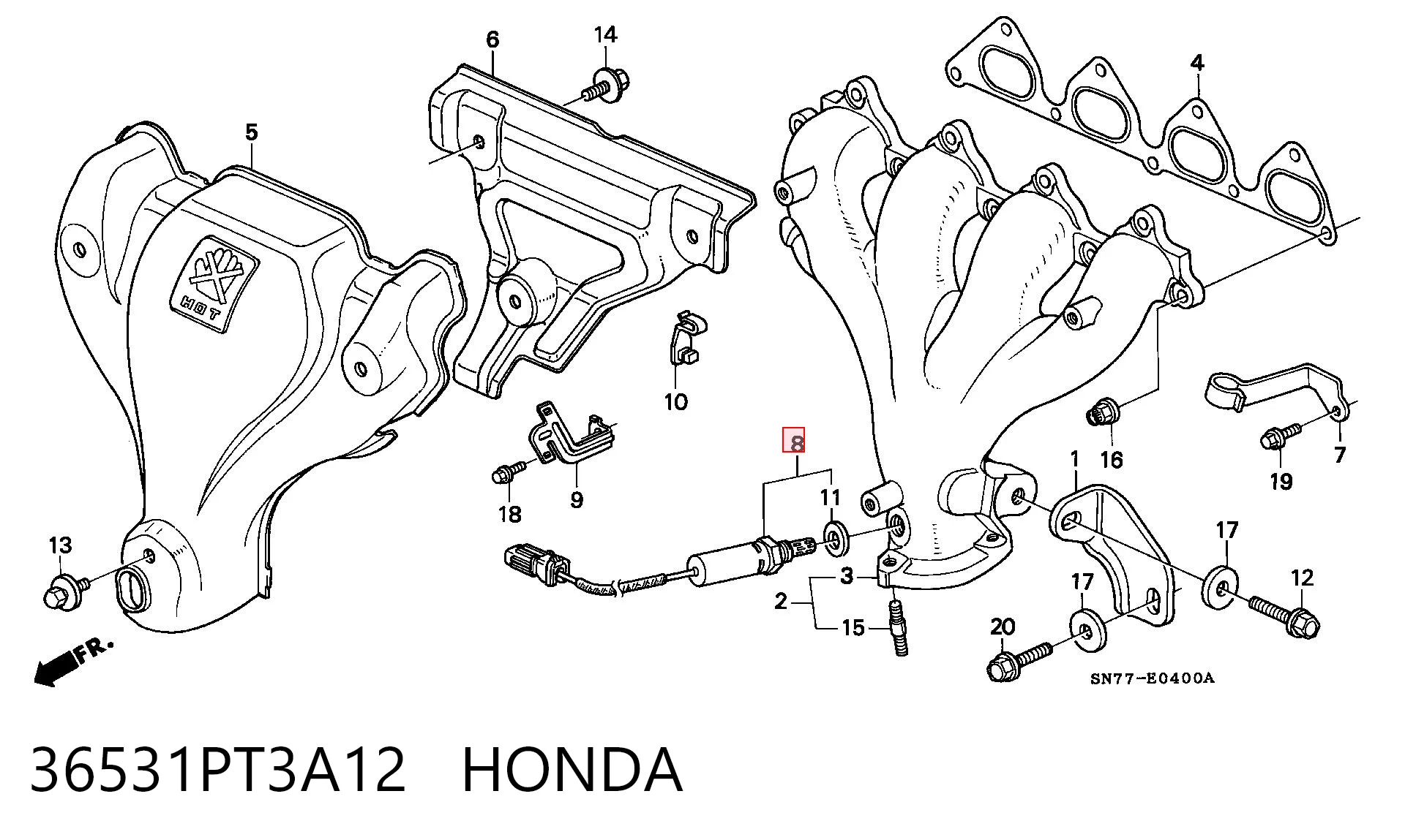 36531PT3A12 Honda Sonda lambda (NOx, O2)