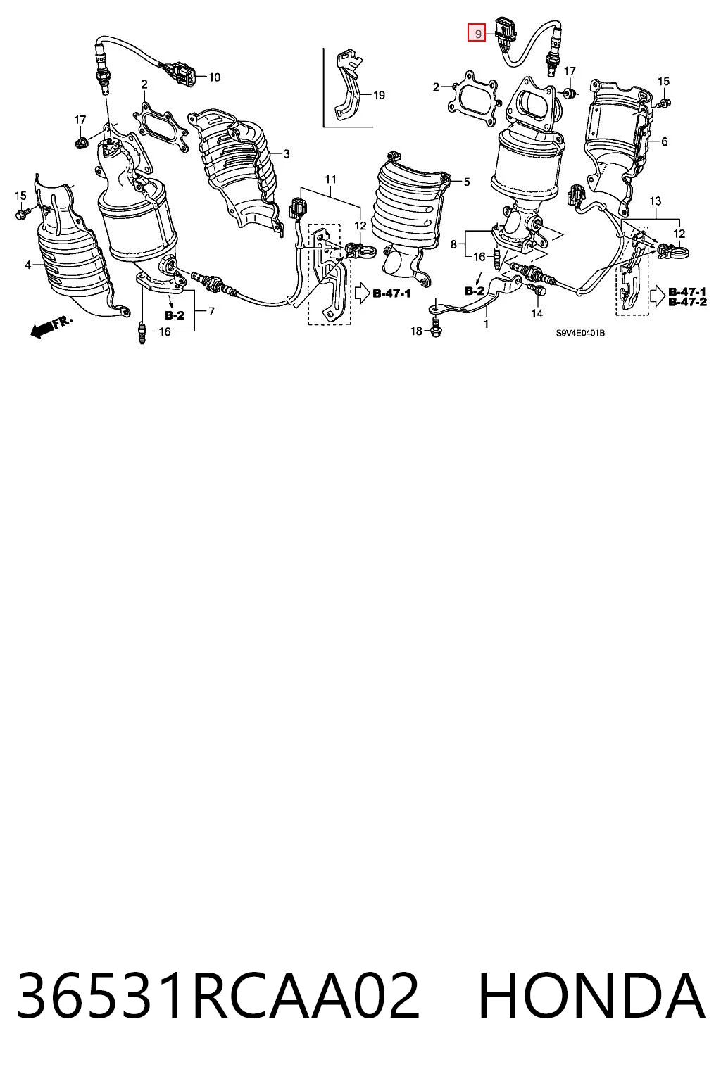 36531RCAA02 Honda Sensor de oxígeno previo al catalizador