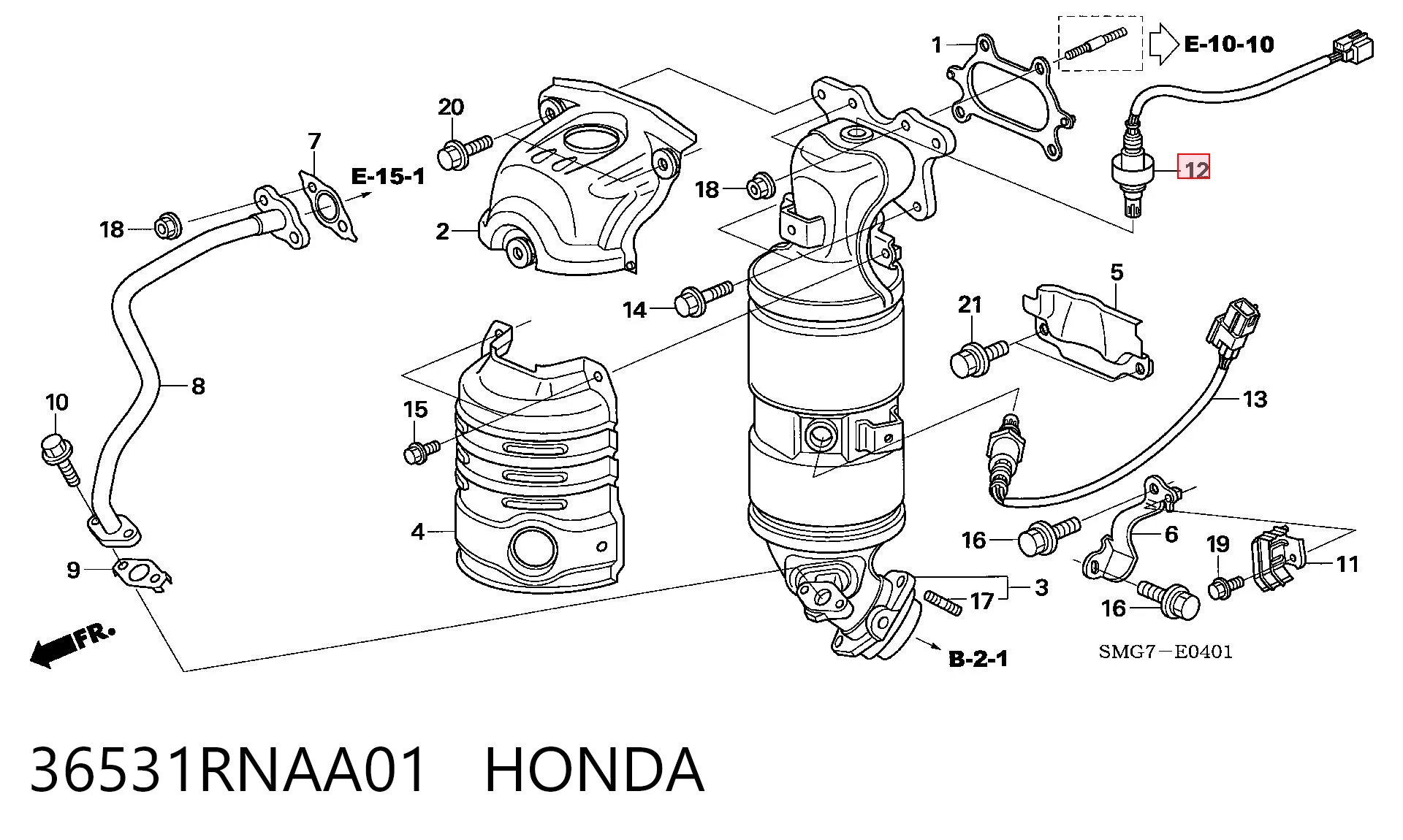 36531RNAA01 Honda Sensor de oxígeno previo al catalizador