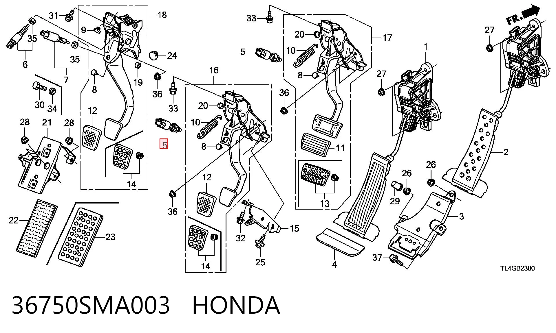 36750SMA003 Honda Interruptor luces de freno