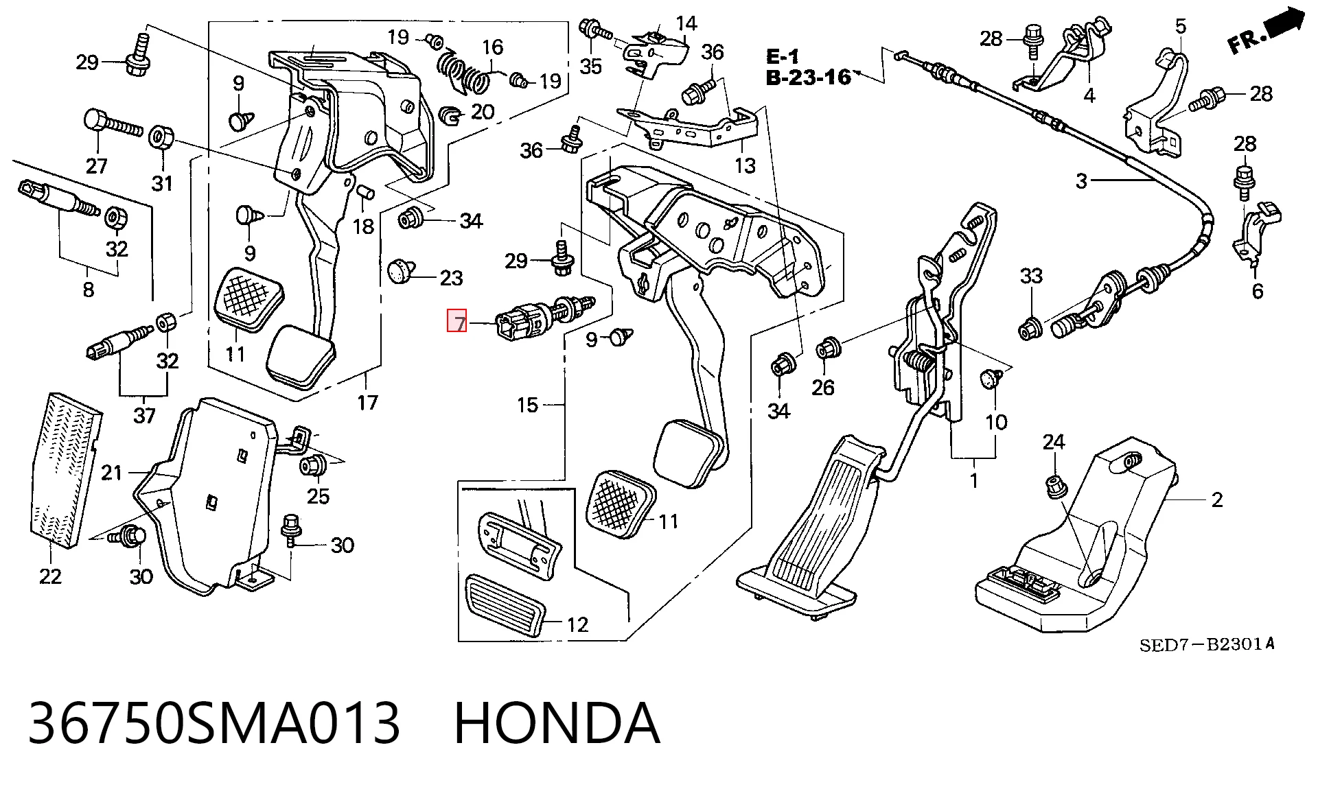 36750SMA013 Honda Interruptor luces de freno