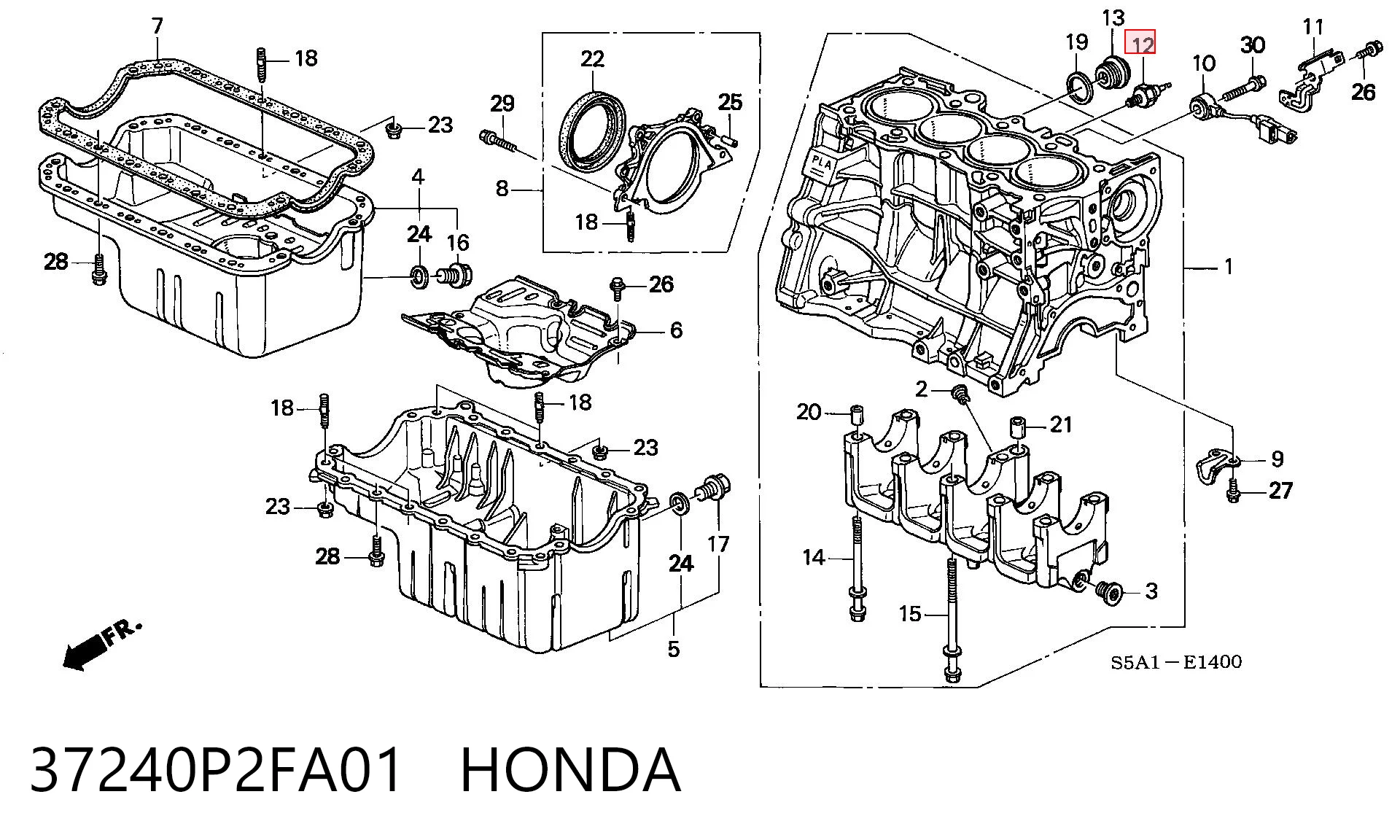 37240P2FA01 Honda Indicador de presión del aceite