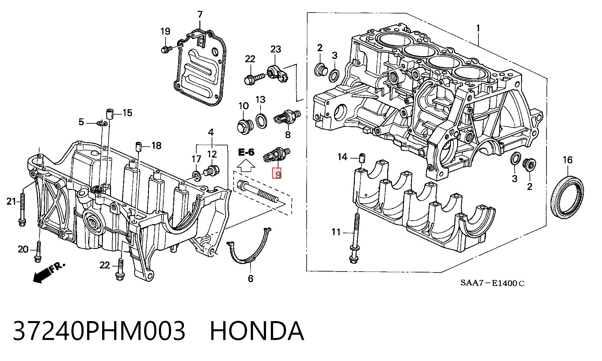 37240PHM003 Honda Indicador de presión del aceite