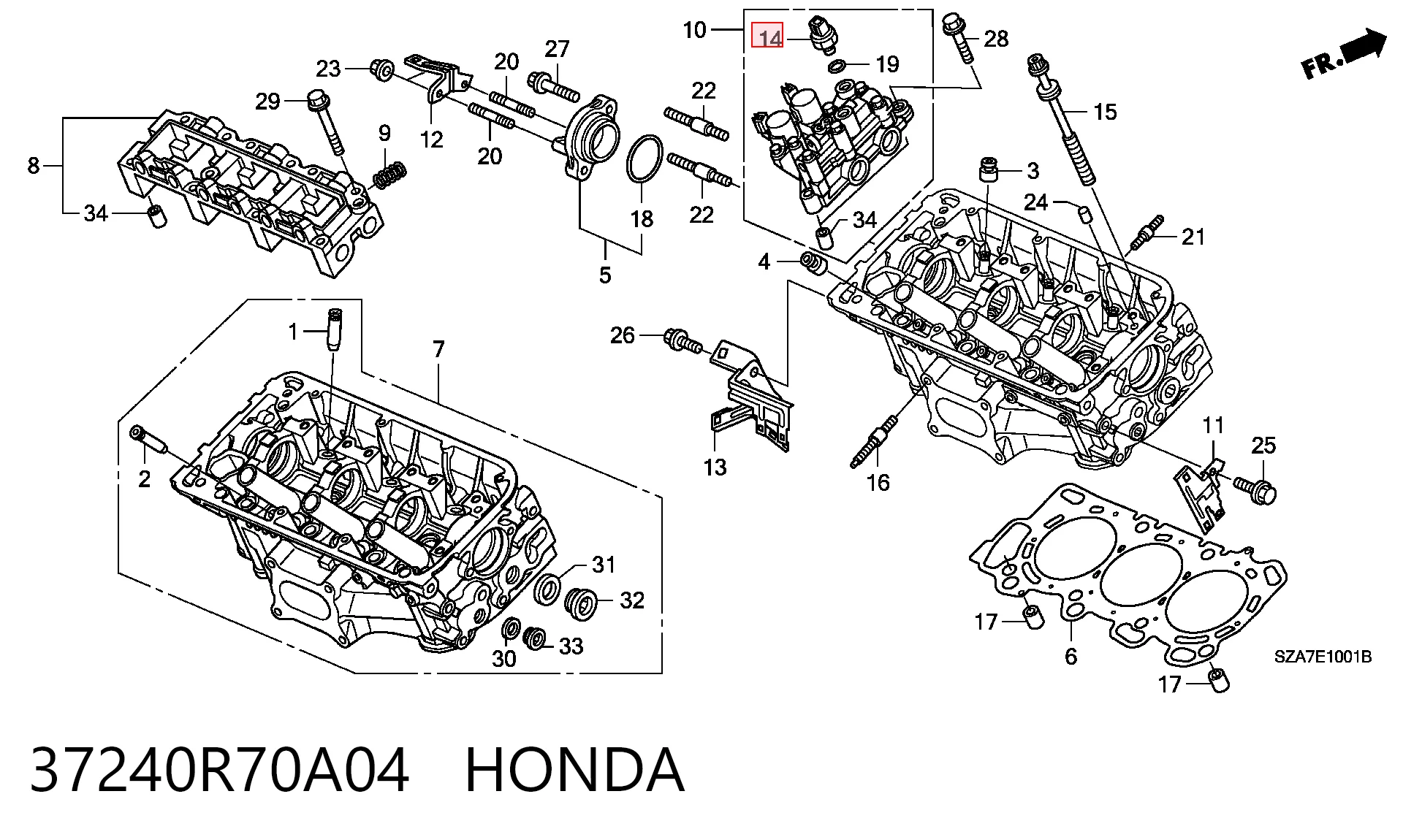 37240R70A04 Honda Indicador de presión del aceite
