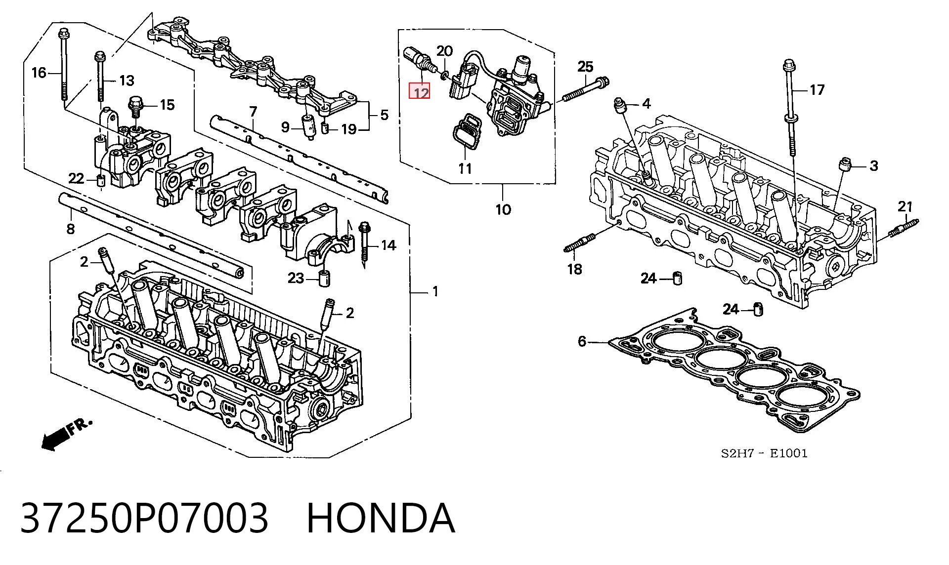 37250P07003 Honda Indicador de presión del aceite