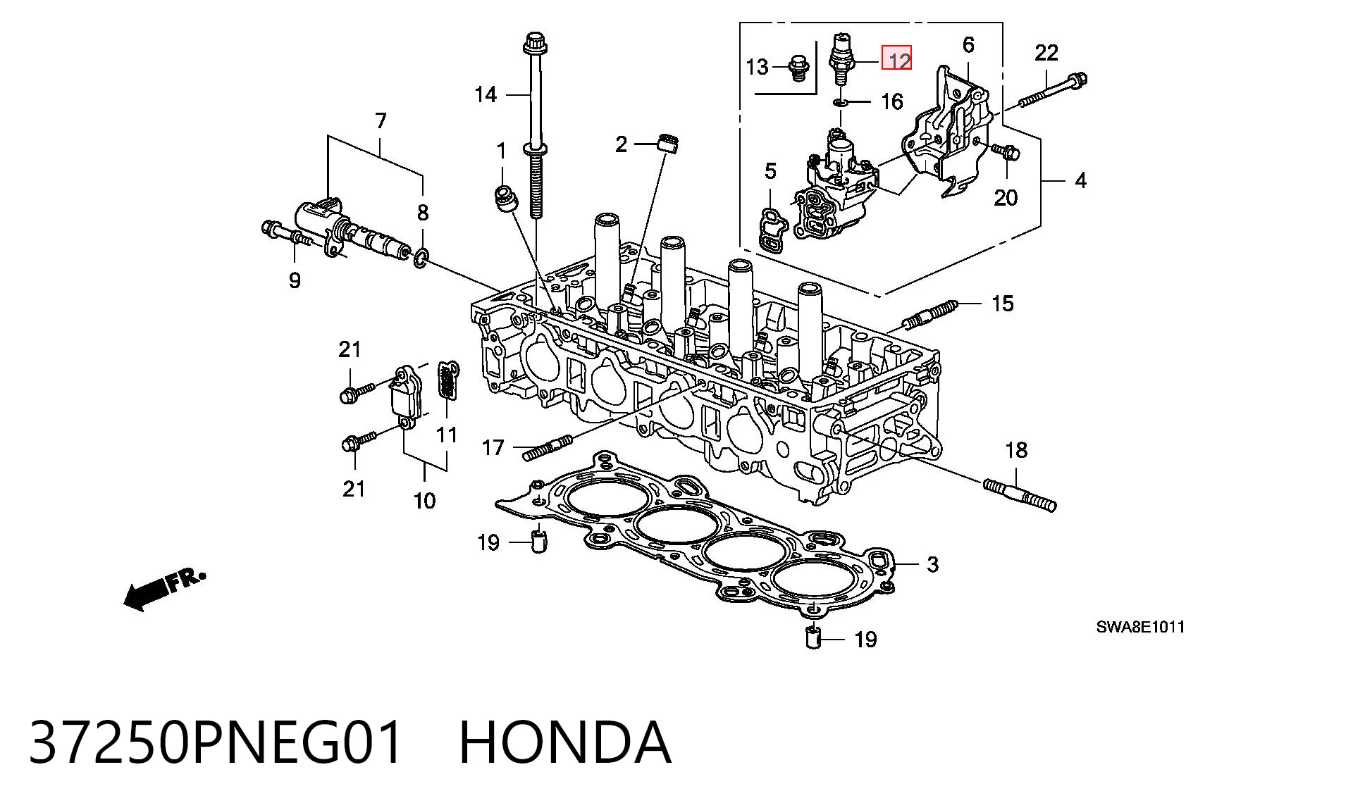 37250PNEG01 Honda Indicador de presión del aceite
