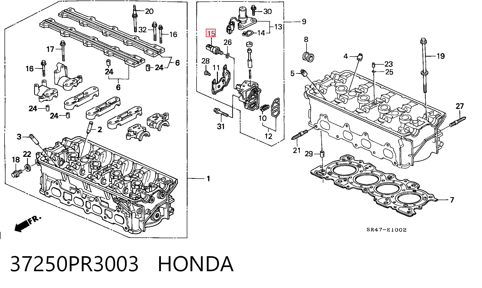 37250PR3003 Honda Indicador de presión del aceite