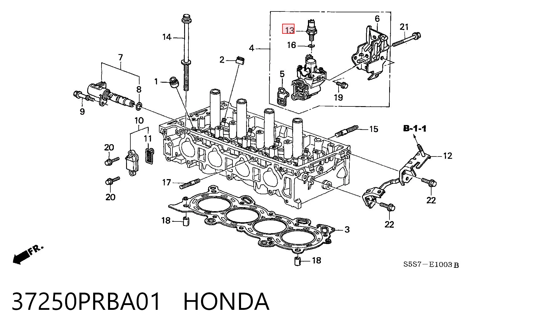 37250PRBA01 Honda Indicador de presión del aceite