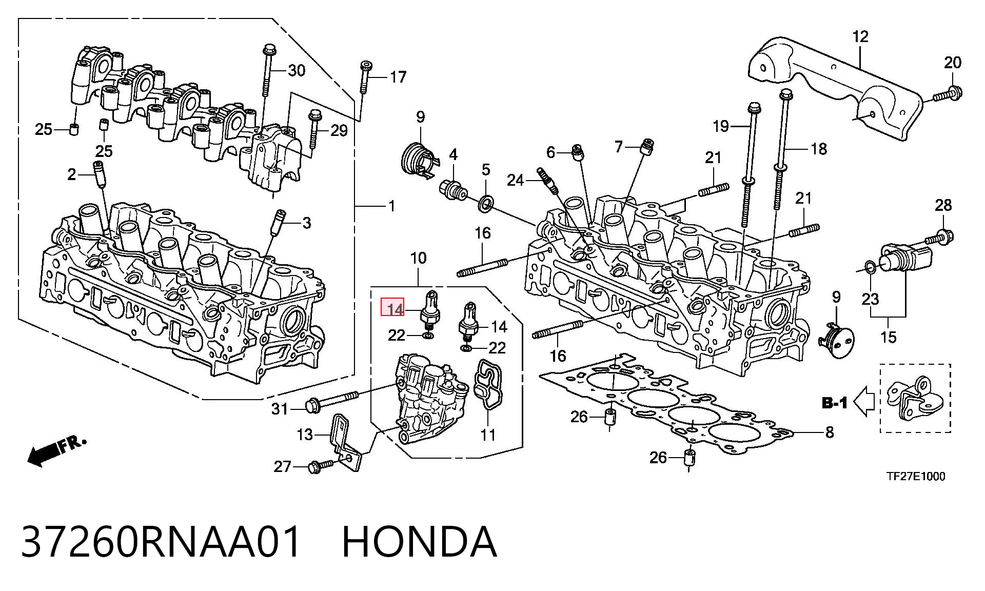 37260RNAA01 Honda Indicador de presión del aceite