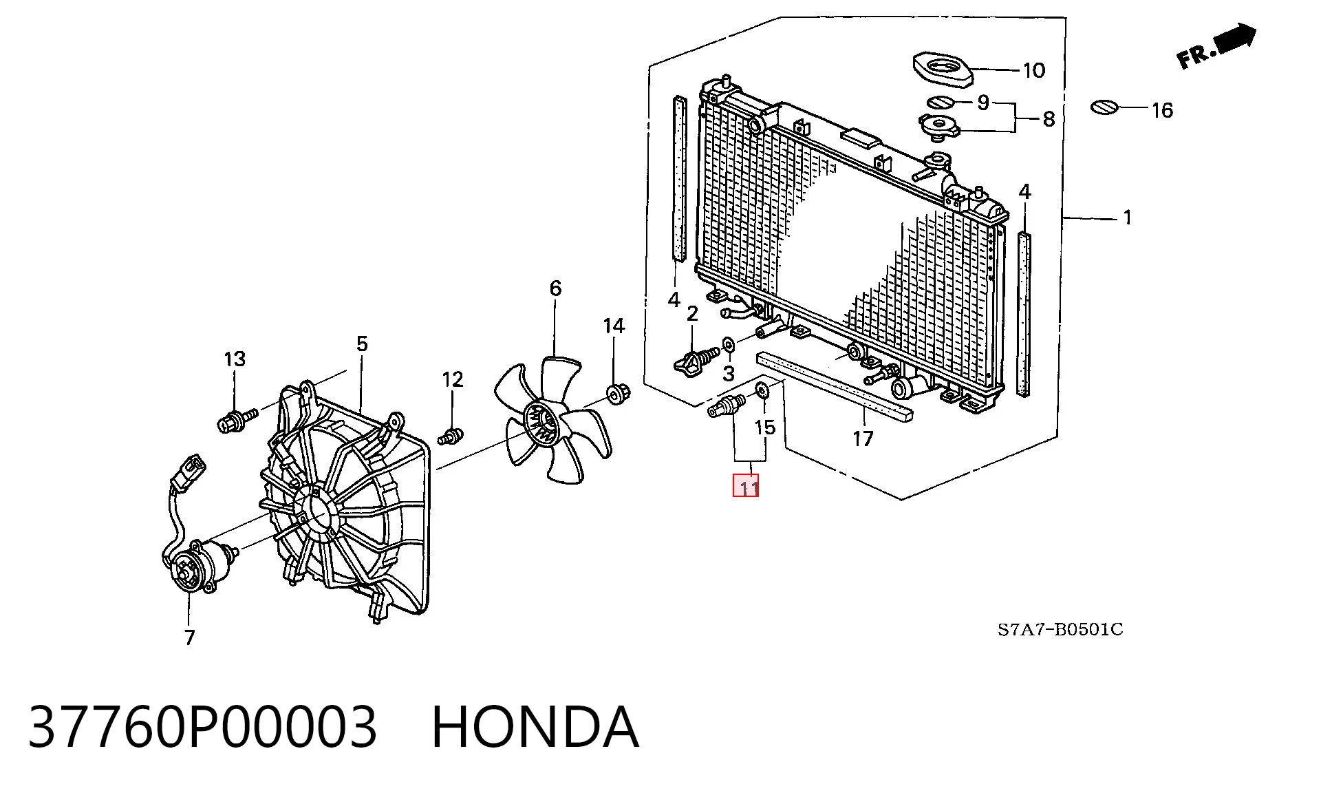 37760P00003 Honda Interruptor térmico