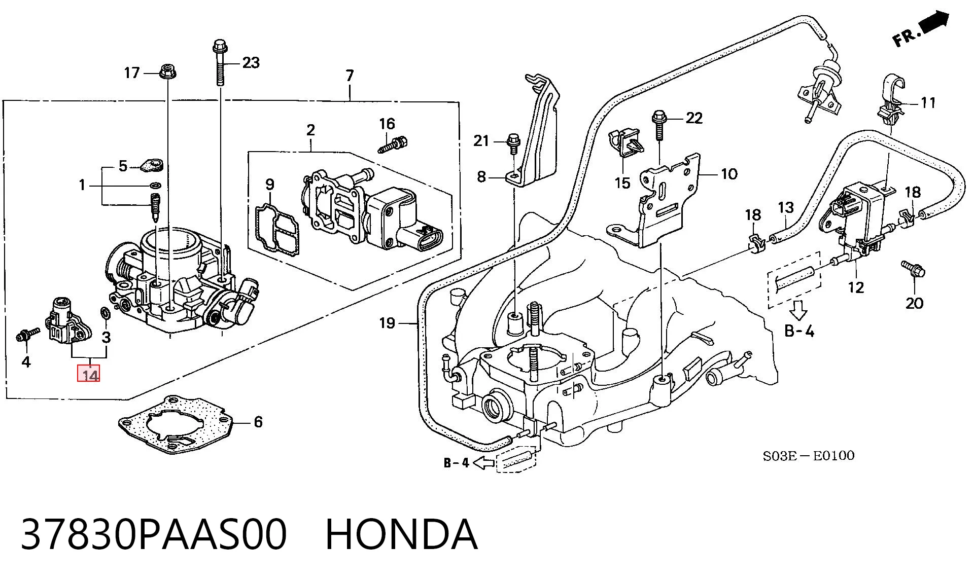 37830PAAS00 Honda Sensor De Presion Del Colector De Admision