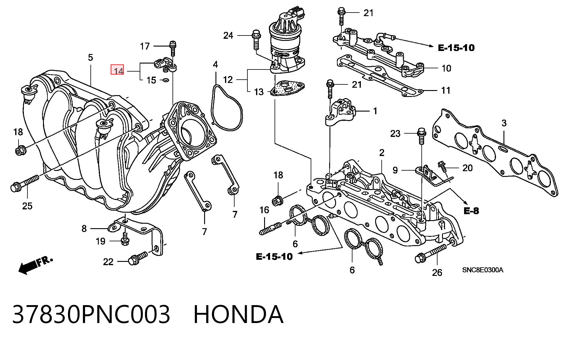 37830PNC003 Honda Sensor De Presion Del Colector De Admision