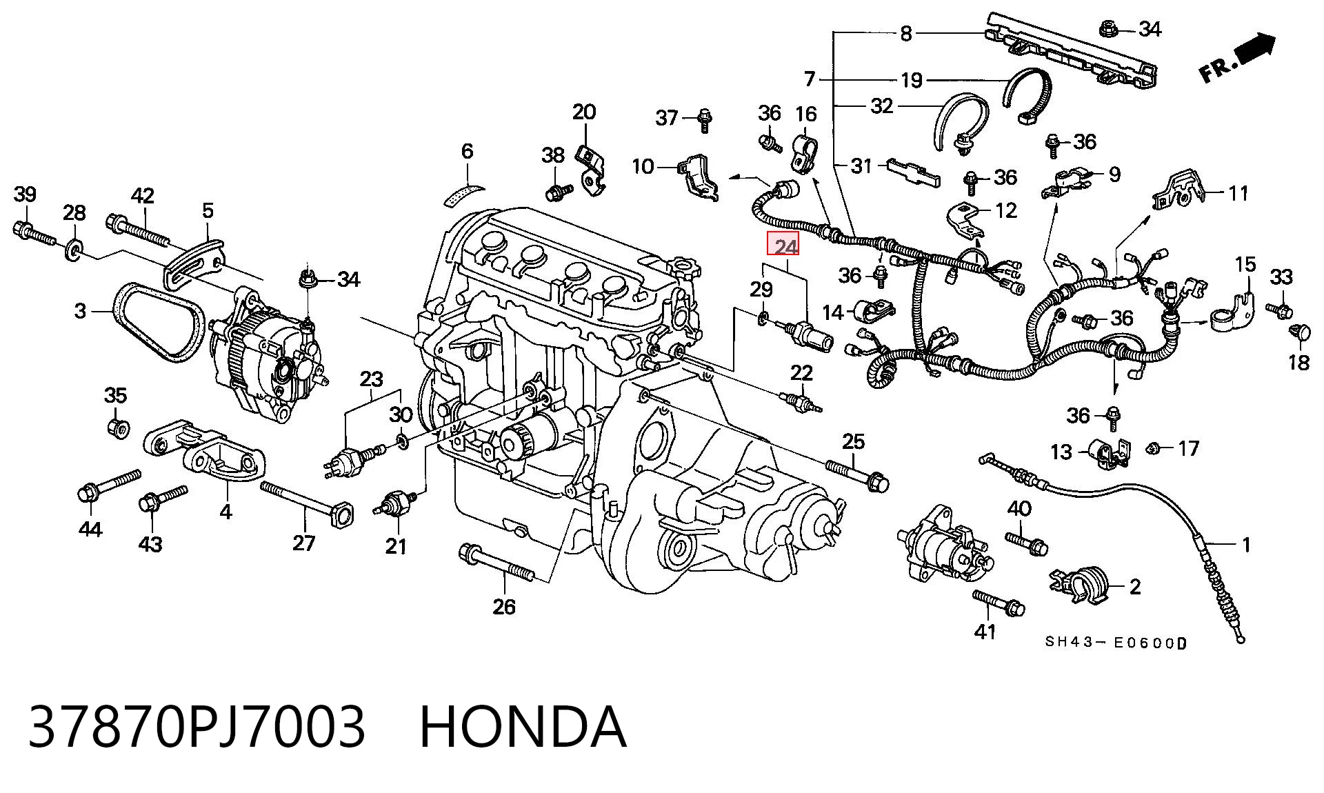 37870PJ7003 Honda Sensor temperatura refrigerante