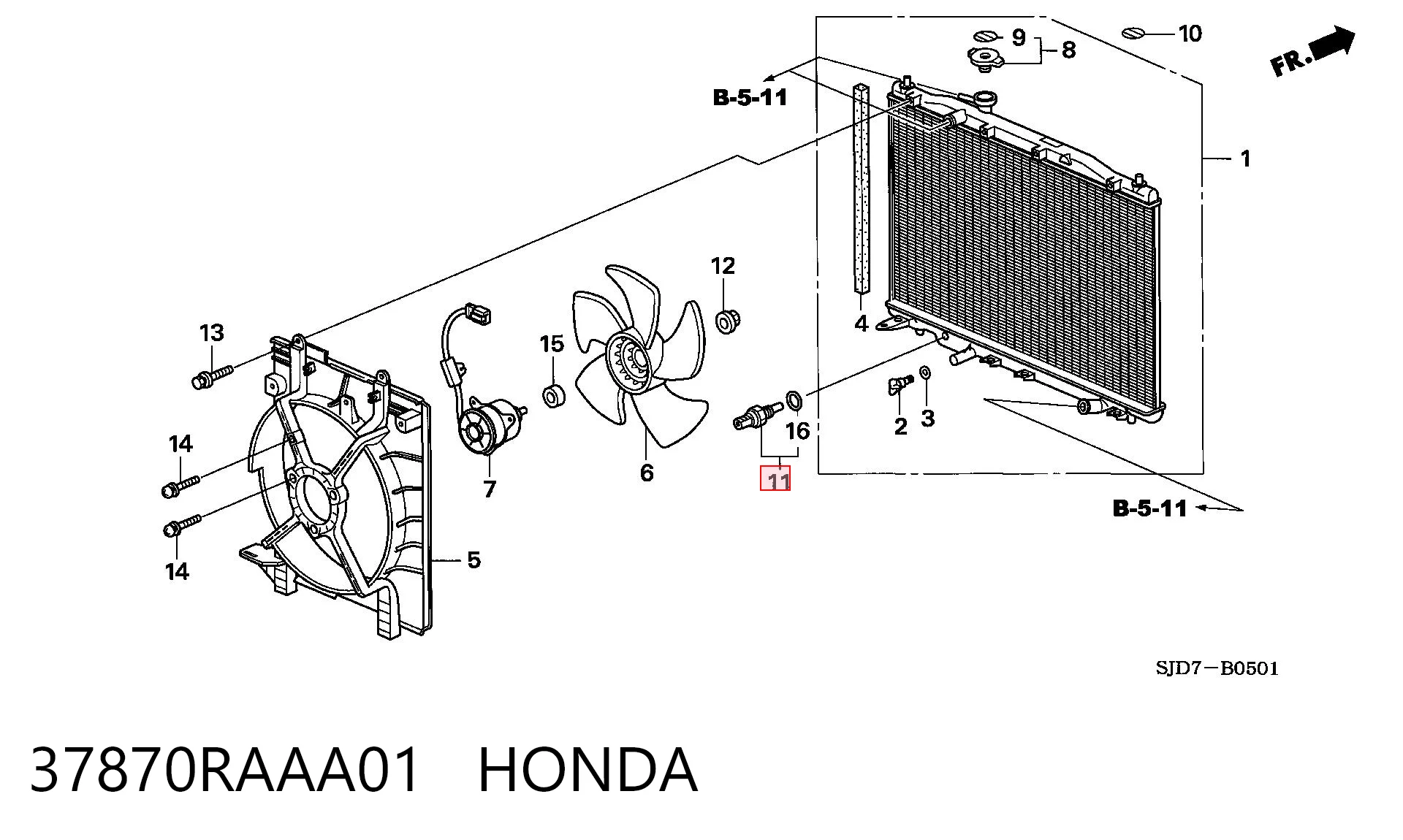 37870RAAA01 Honda Sensor temperatura refrigerante